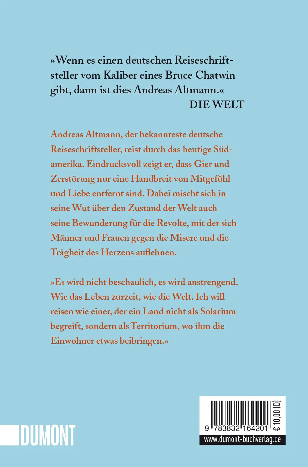 Buchrückseite von 'Reise durch einen einsamen Kontinent' mit Klappentext - Taschenbuch