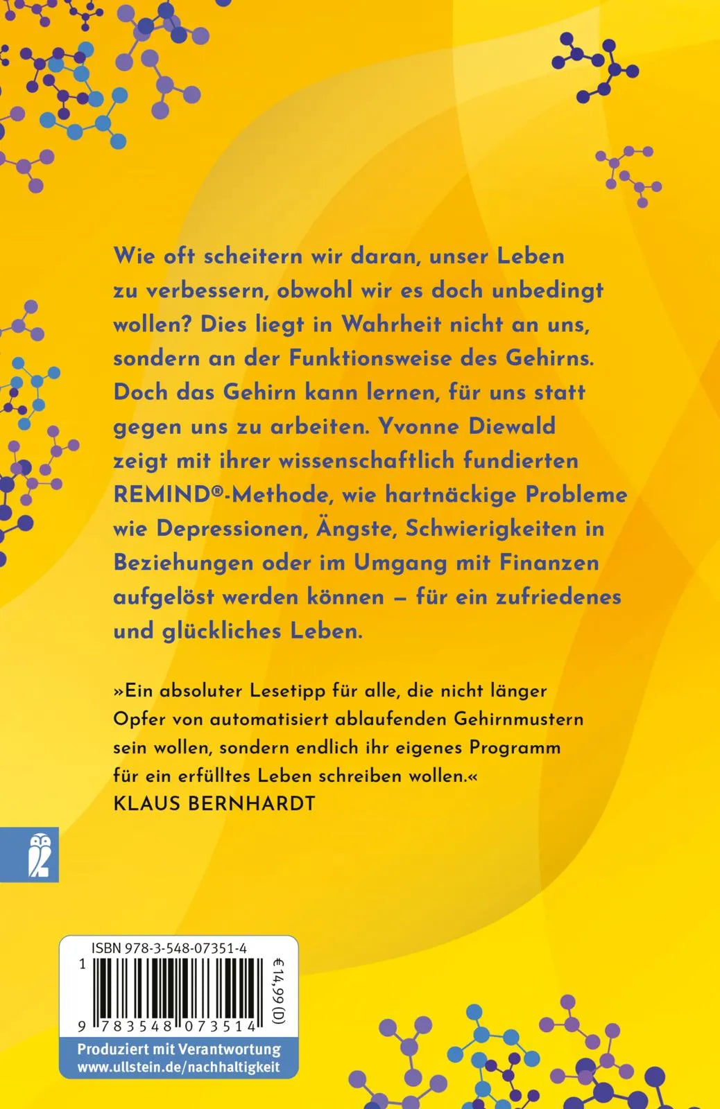 Buchrückseite von 'REMIND Dein Gehirn kann viel mehr, als du glaubst' mit Klappentext - Taschenbuch