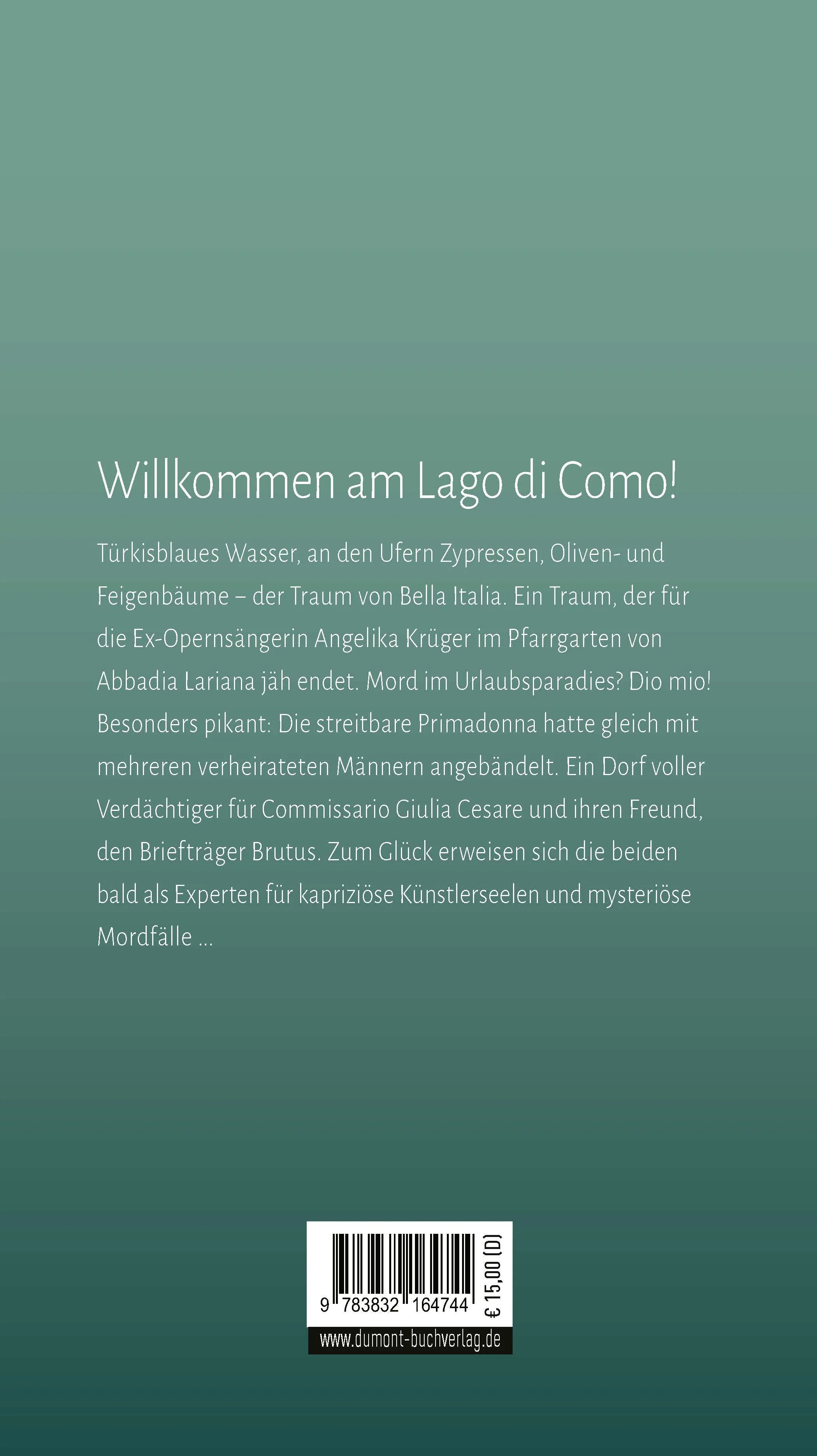 Buchrückseite von 'Requiem am Comer See' mit Klappentext - Paperback