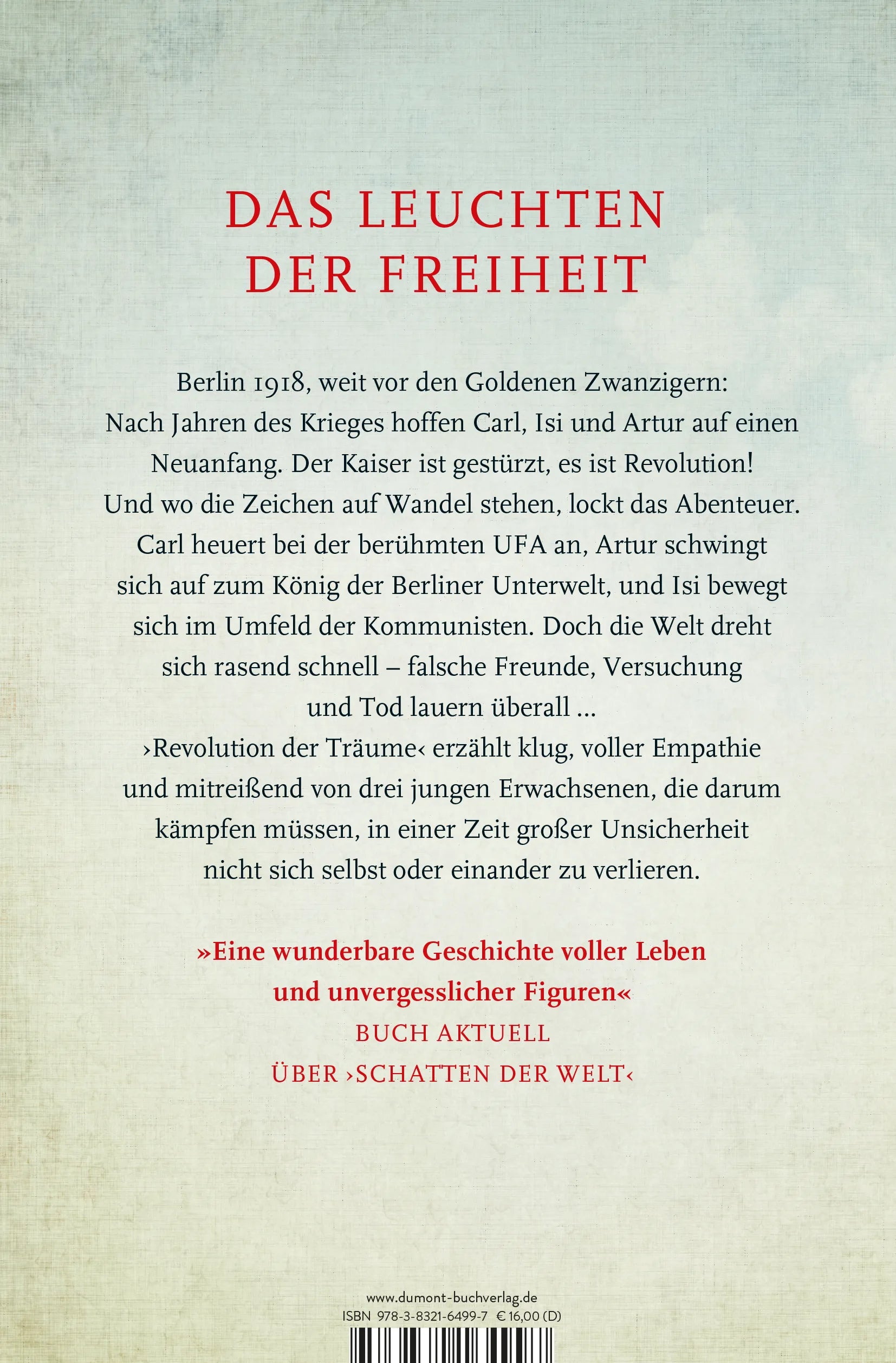 BuchrÃ¼ckseite von 'Revolution der Träume' mit Klappentext - Paperback