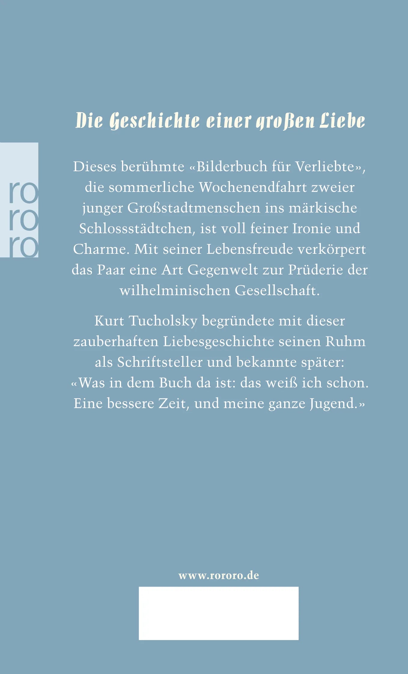 Buchrückseite von 'Rheinsberg' mit Klappentext - Taschenbuch