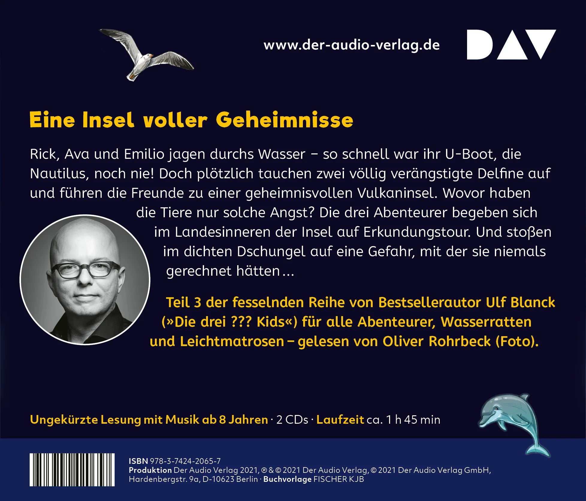 Buchrückseite von 'Rick Nautilus – Teil 3: Alarm in der Delfin-Lagune' mit Klappentext - Hörbuch (CD)