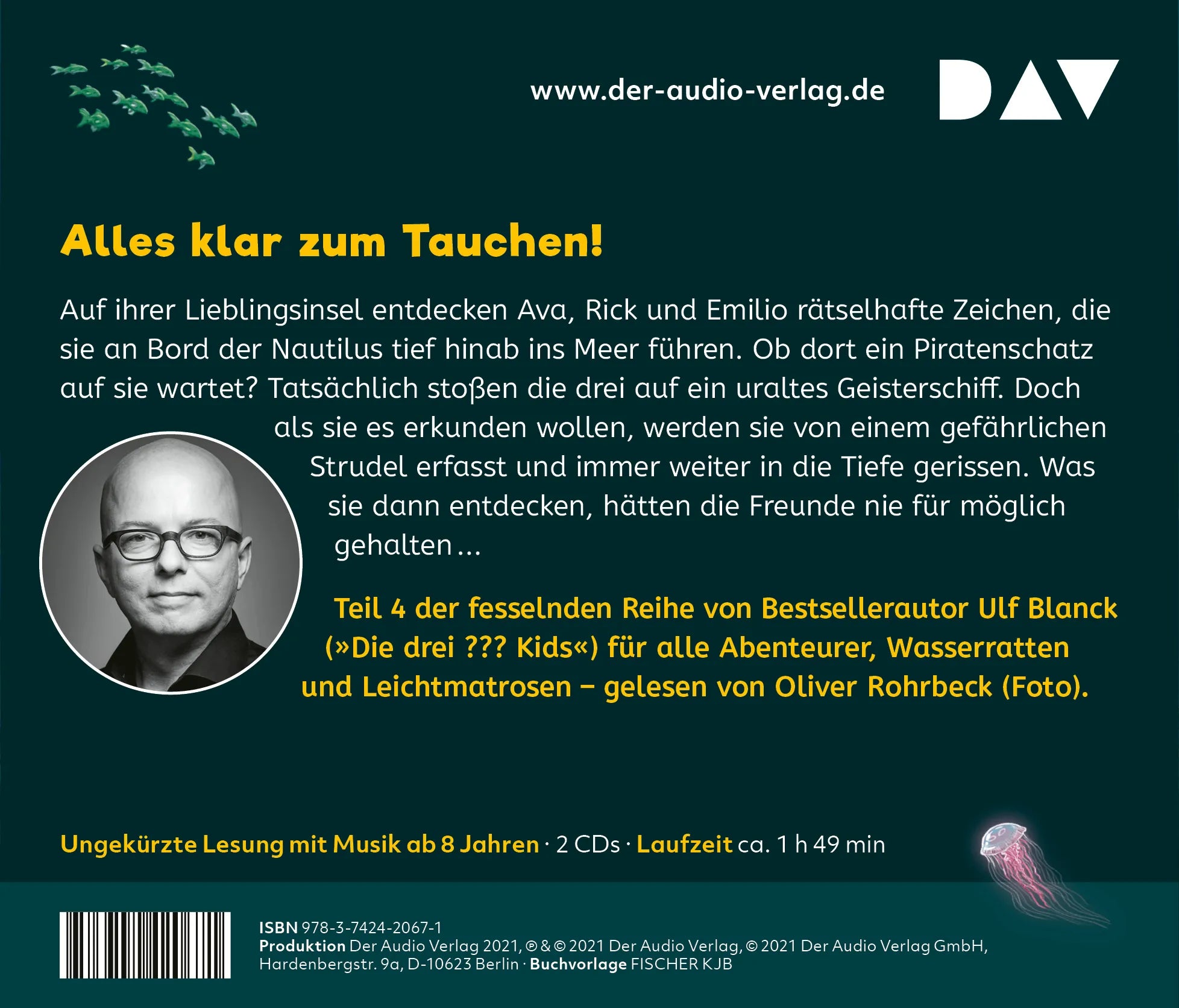 Buchrückseite von 'Rick Nautilus – Teil 4: Geisterschiff am Meeresgrund' mit Klappentext - Hörbuch (CD)