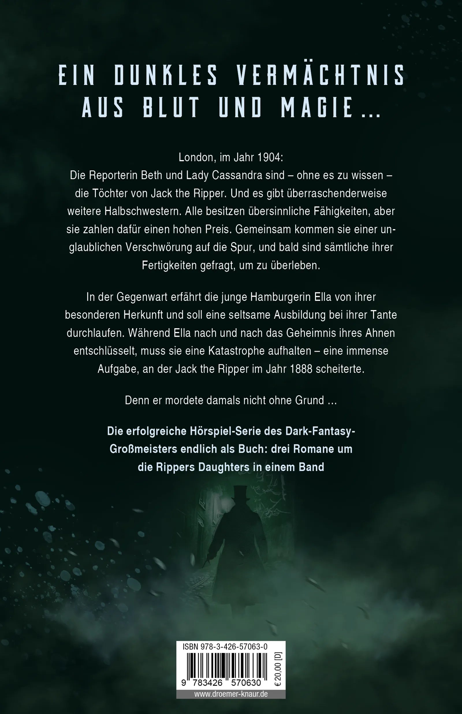 Buchrückseite von 'Ripper's Daughters Gesamtausgabe' mit Klappentext - Paperback