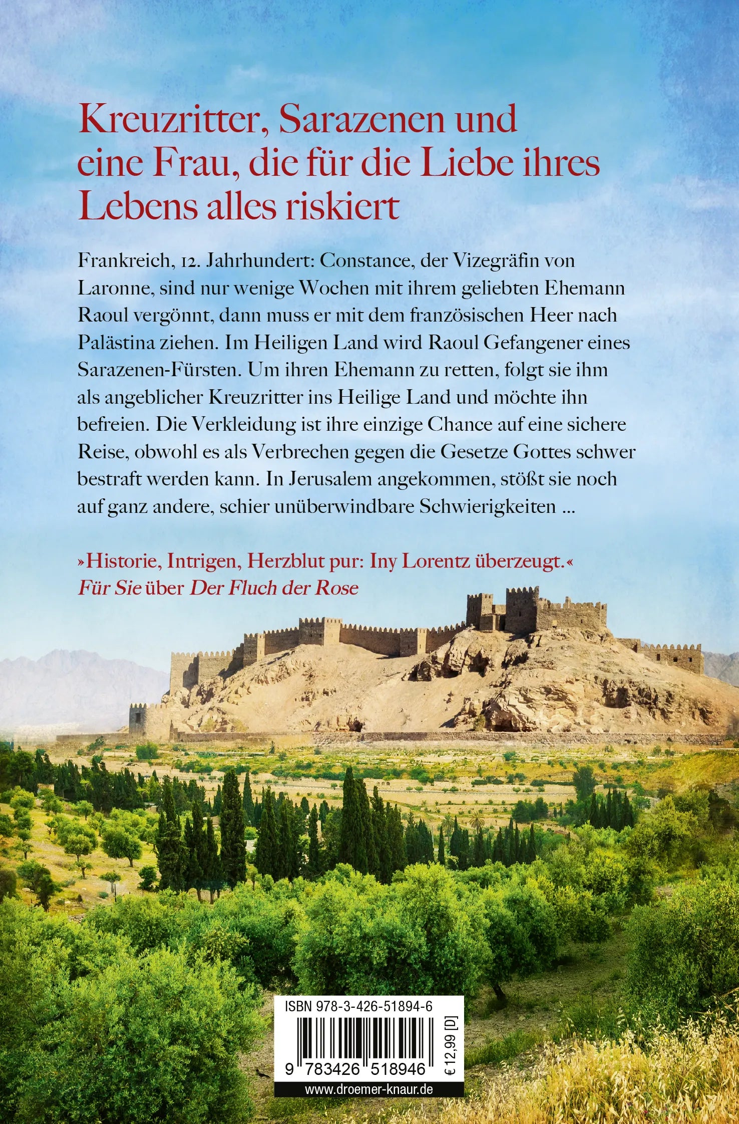 Buchrückseite von 'Ritter Constance' mit Klappentext - Taschenbuch