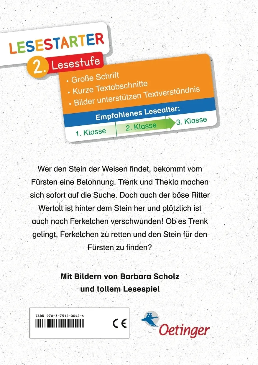 Buchrückseite von 'Ritter Trenk und das Schwein der Weisen' mit Klappentext - Gebundene Ausgabe