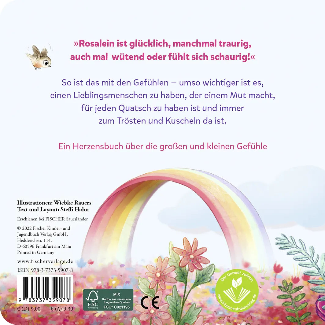 Buchrückseite von 'Rosalein Schmetterschwein: Mein schönstes Gefühl bist du!' mit Klappentext - Gebundene Ausgabe