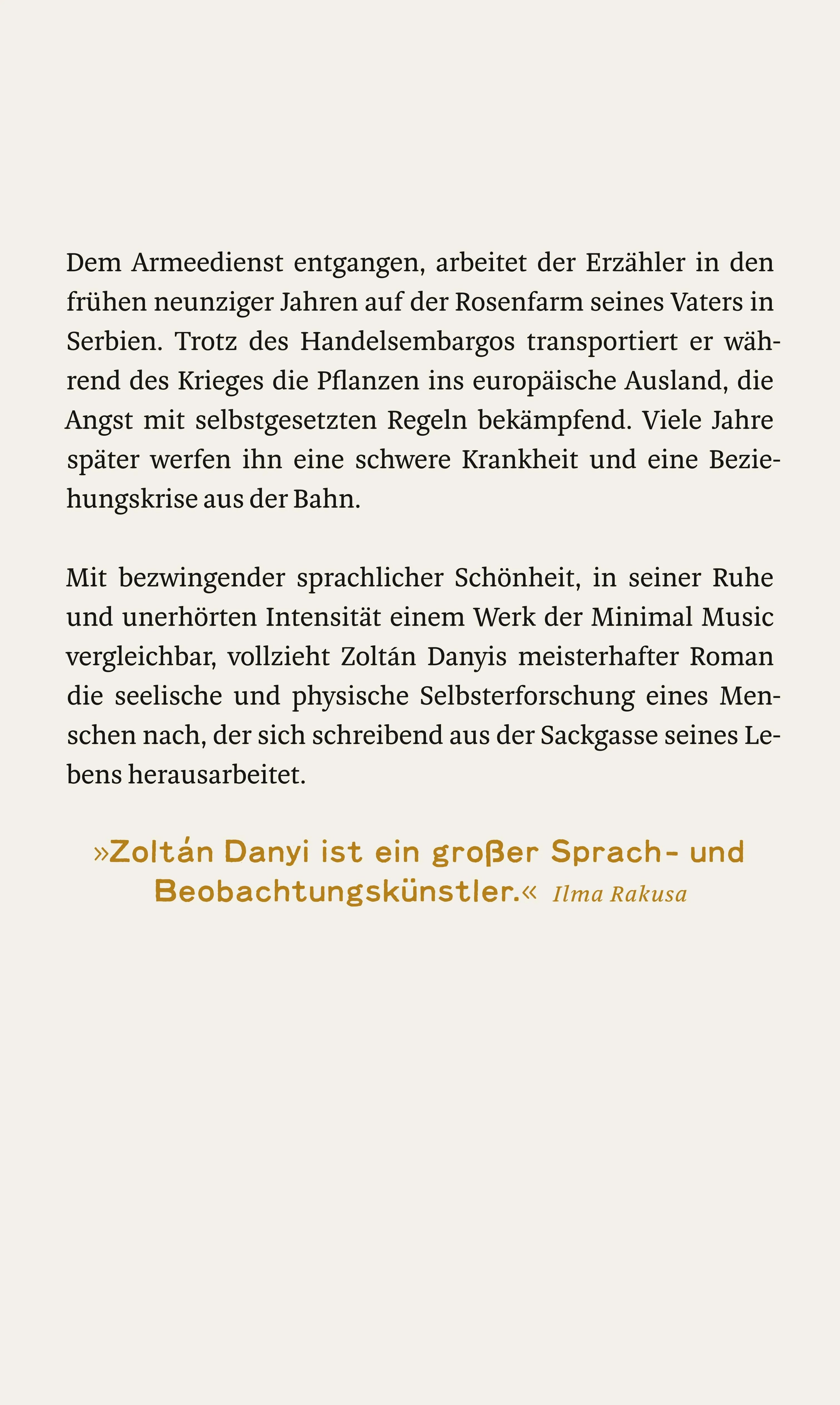 Buchrückseite von 'Rosenroman' mit Klappentext - Gebundene Ausgabe