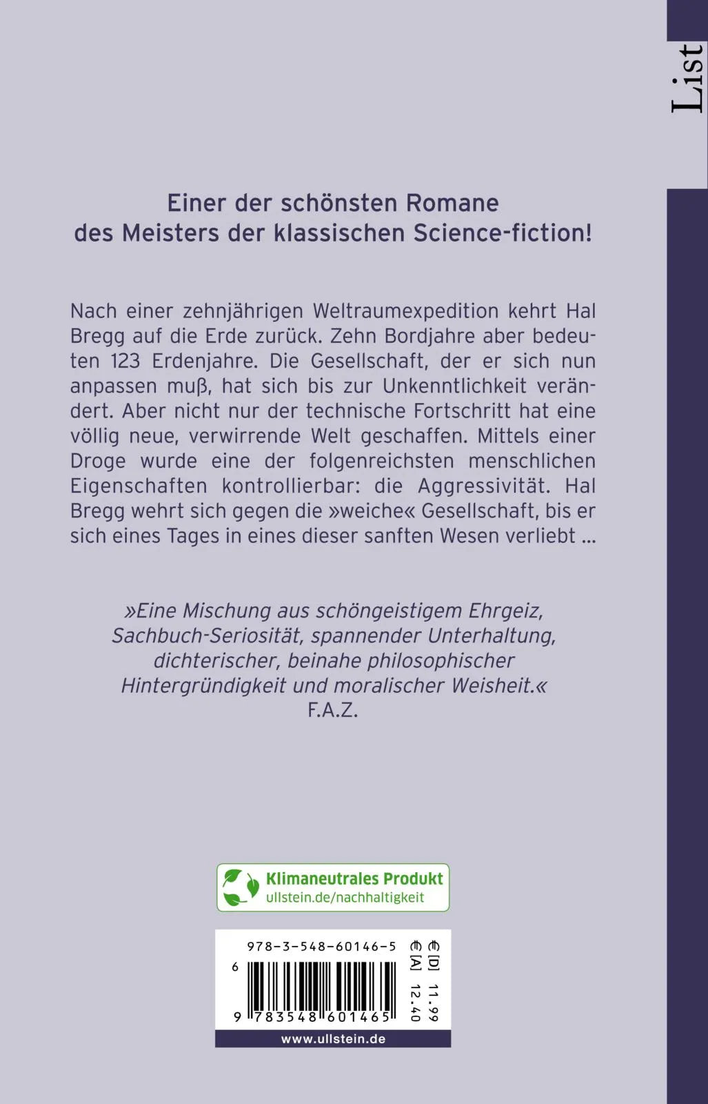 Buchrückseite von 'Rückkehr von den Sternen' mit Klappentext - Taschenbuch
