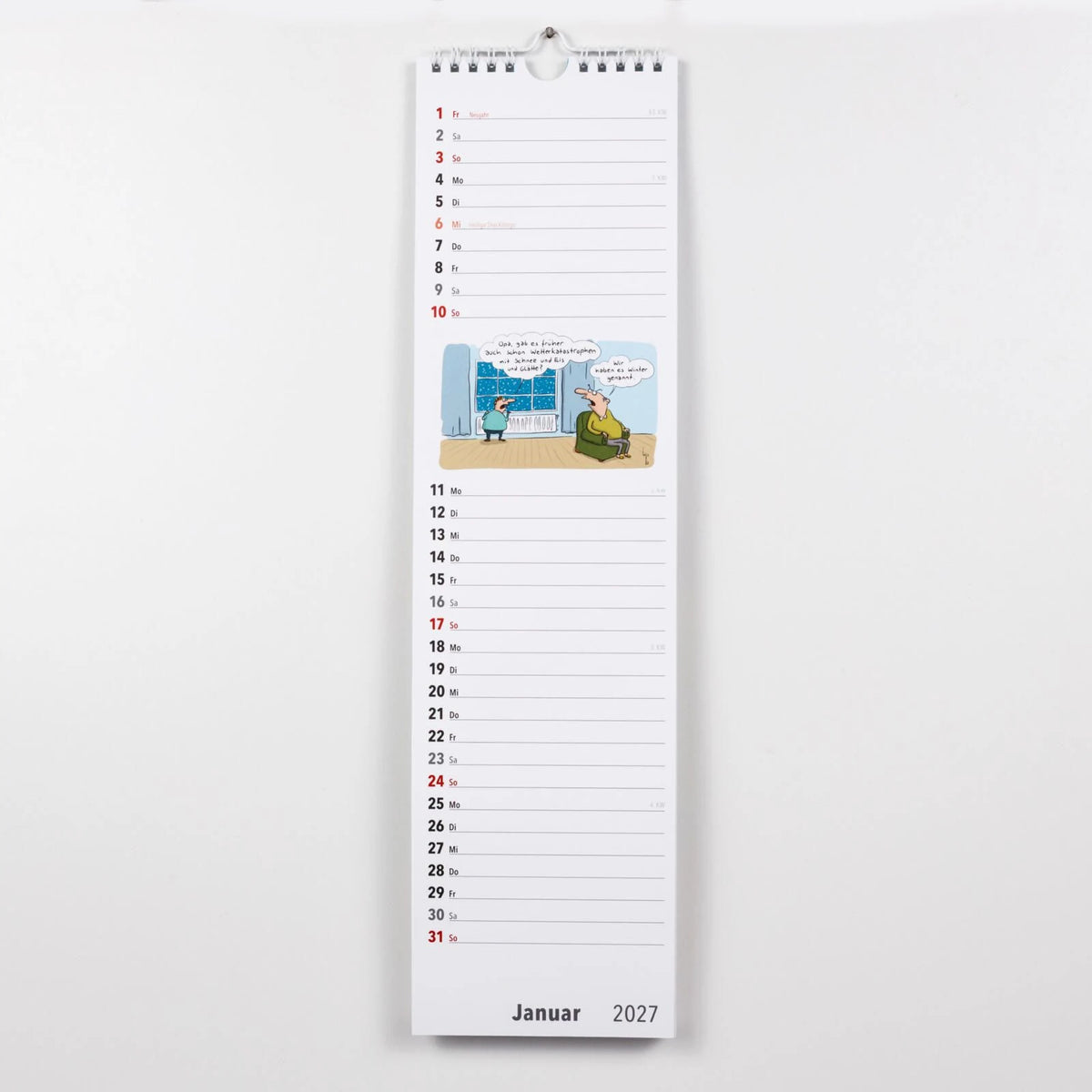 Ruhestand Streifenkalender 2027: Monatskalender für die Wand – Ansicht