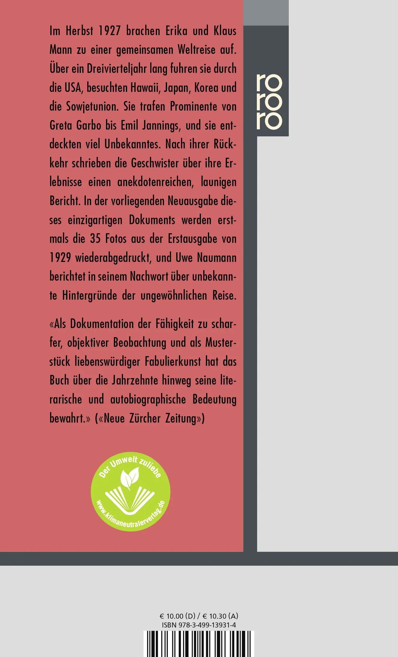 Buchrückseite von 'Rundherum' mit Klappentext - Taschenbuch