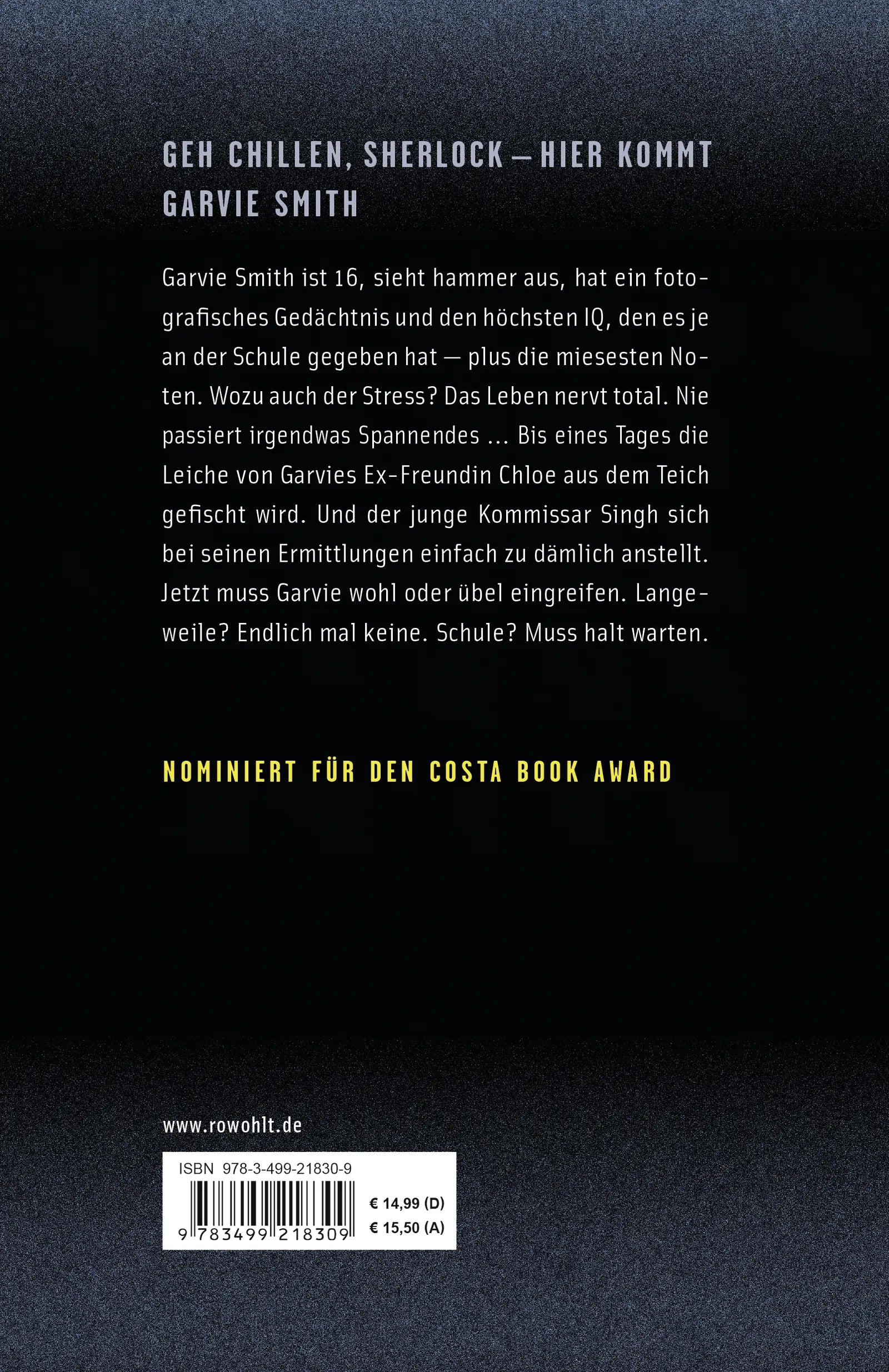 Buchrückseite von 'Running Girl' mit Klappentext - Paperback