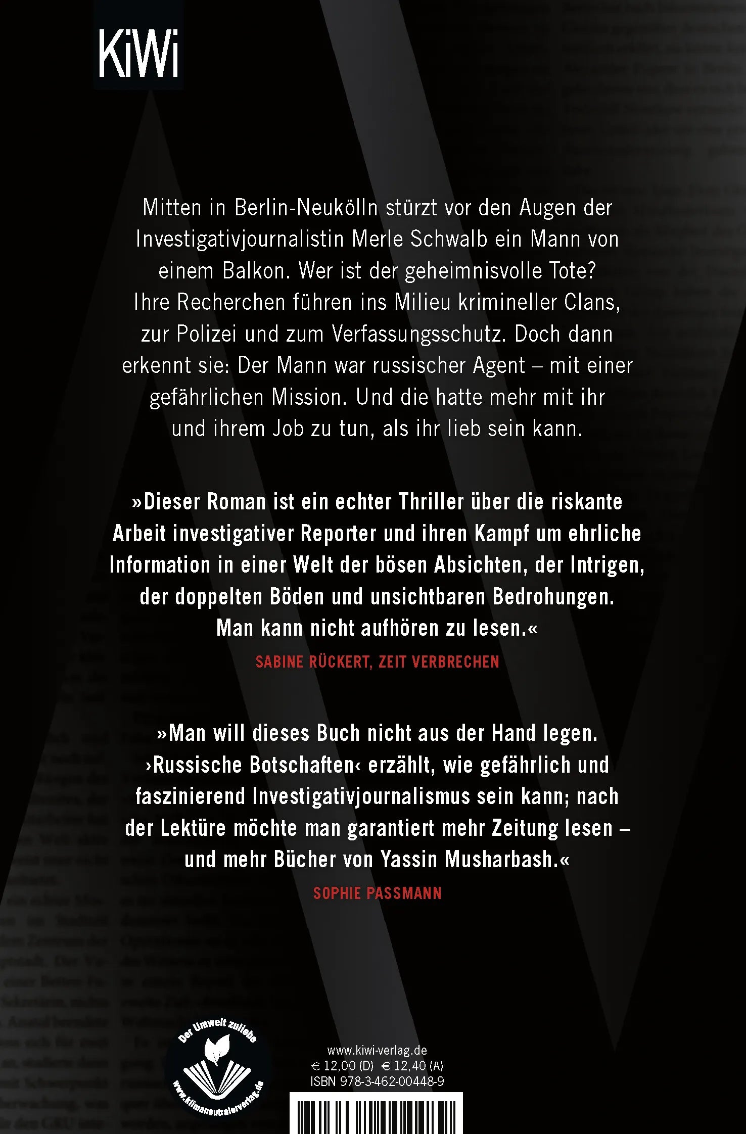 Buchrückseite von 'Russische Botschaften' mit Klappentext - Taschenbuch