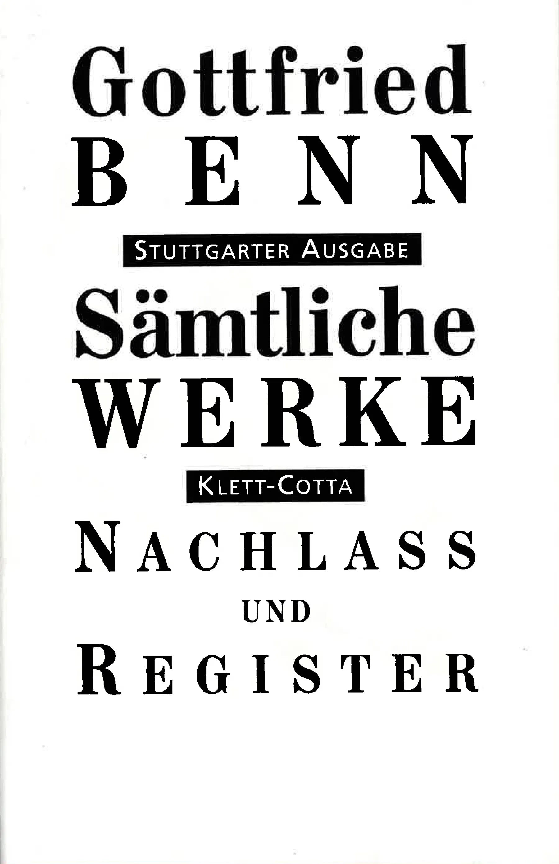Buchcover von 'Sämtliche Werke - Stuttgarter Ausgabe. Bd. 7.2' - Gebundene Ausgabe von Gottfried Benn