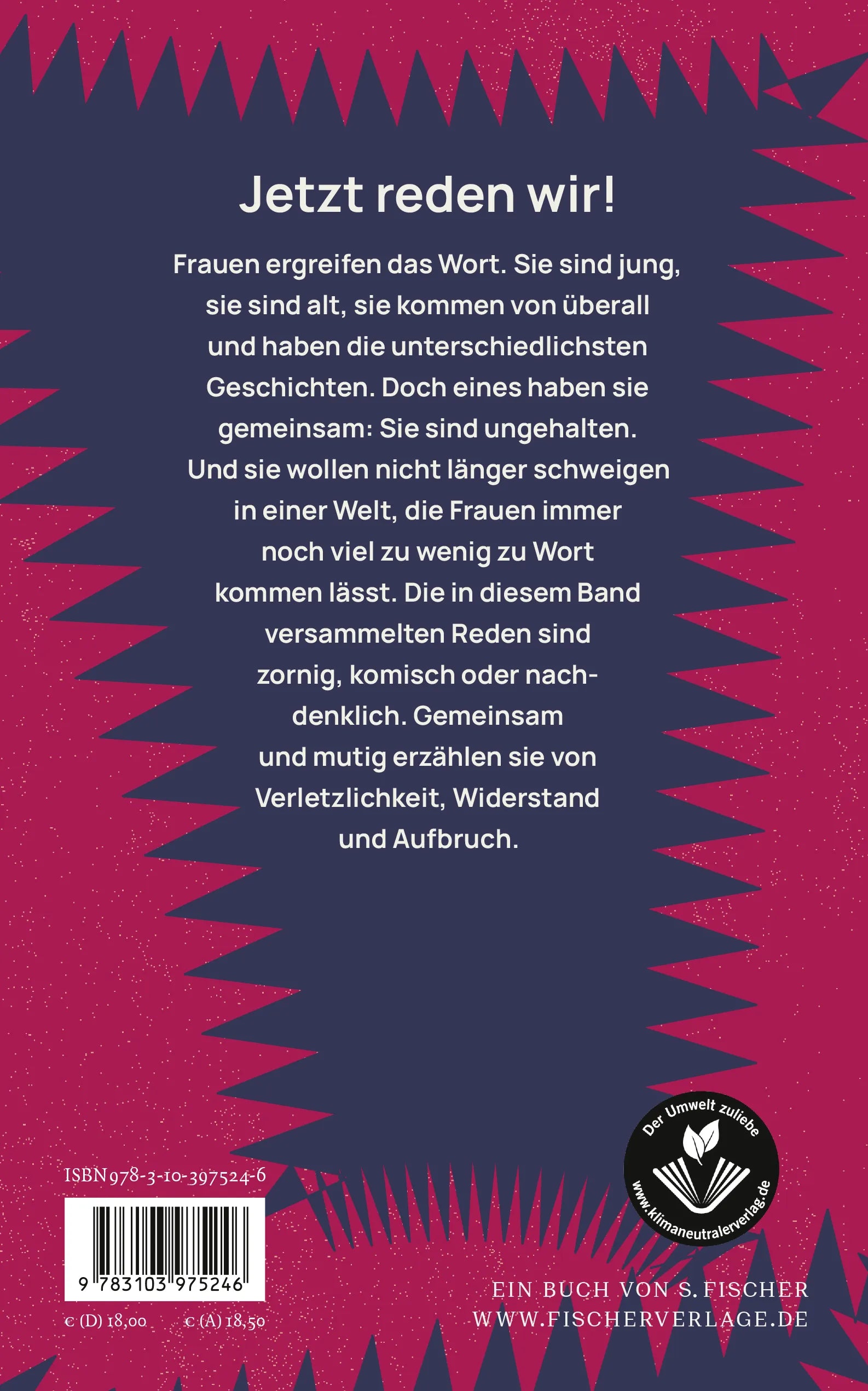 Buchrückseite von 'Sag jetzt nichts, lass mich zu Ende reden!' mit Klappentext - Paperback
