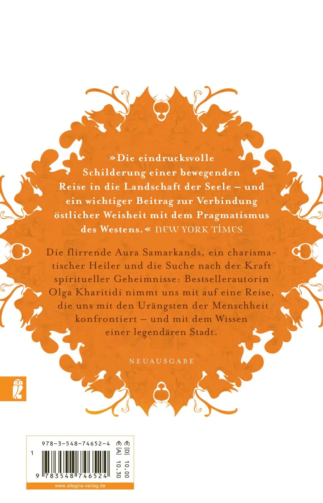 Buchrückseite von 'Samarkand' mit Klappentext - Taschenbuch