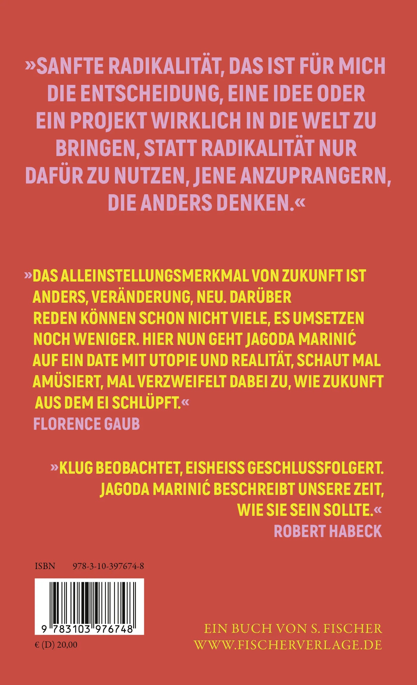 Buchrückseite von 'Sanfte Radikalität' mit Klappentext - Gebundene Ausgabe