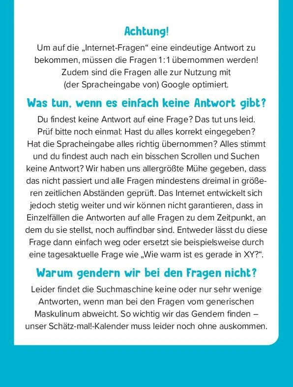 Schätz mal! Kalender 2027 – Ansicht