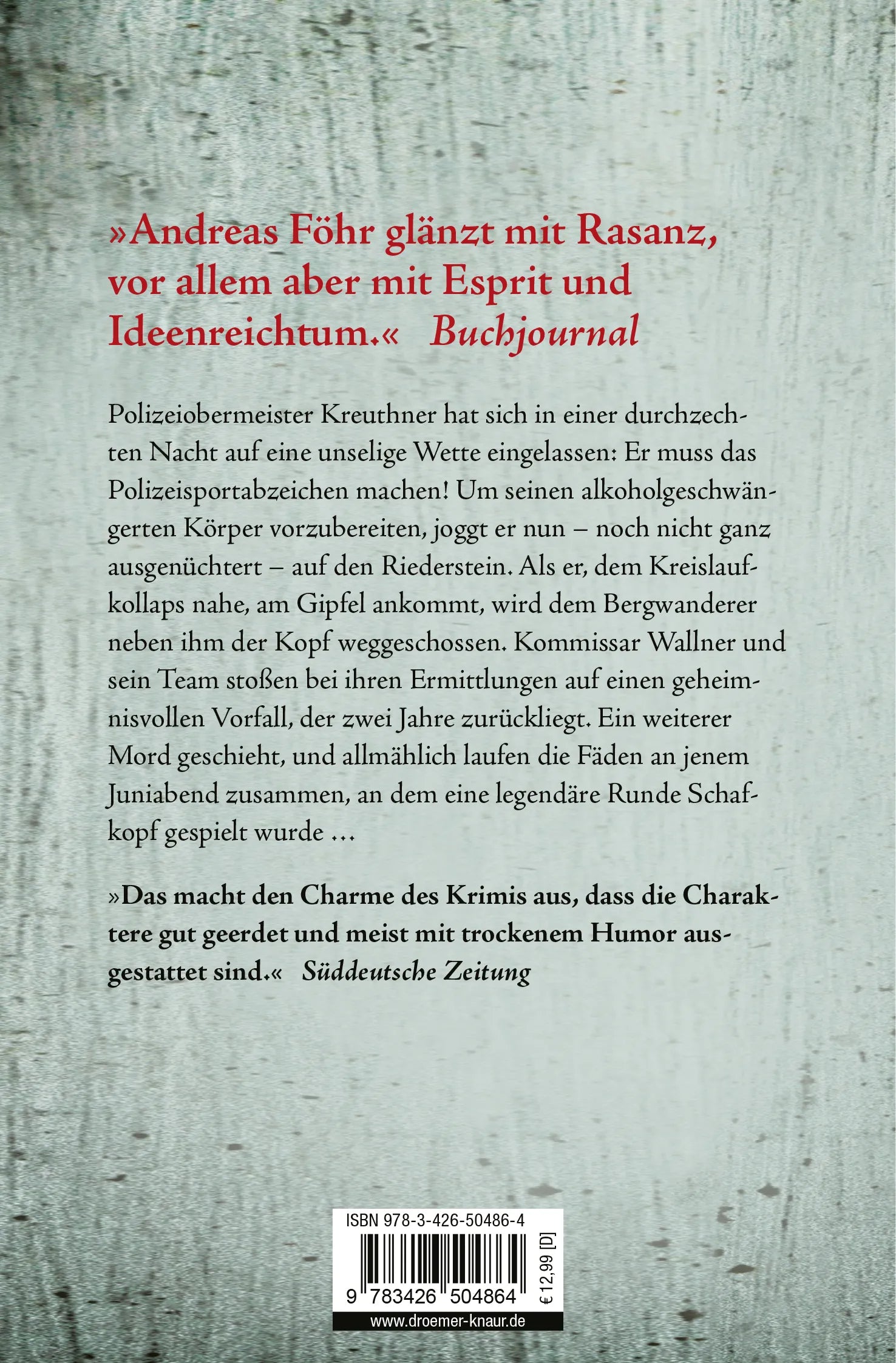 Buchrückseite von 'Schafkopf' mit Klappentext - Taschenbuch