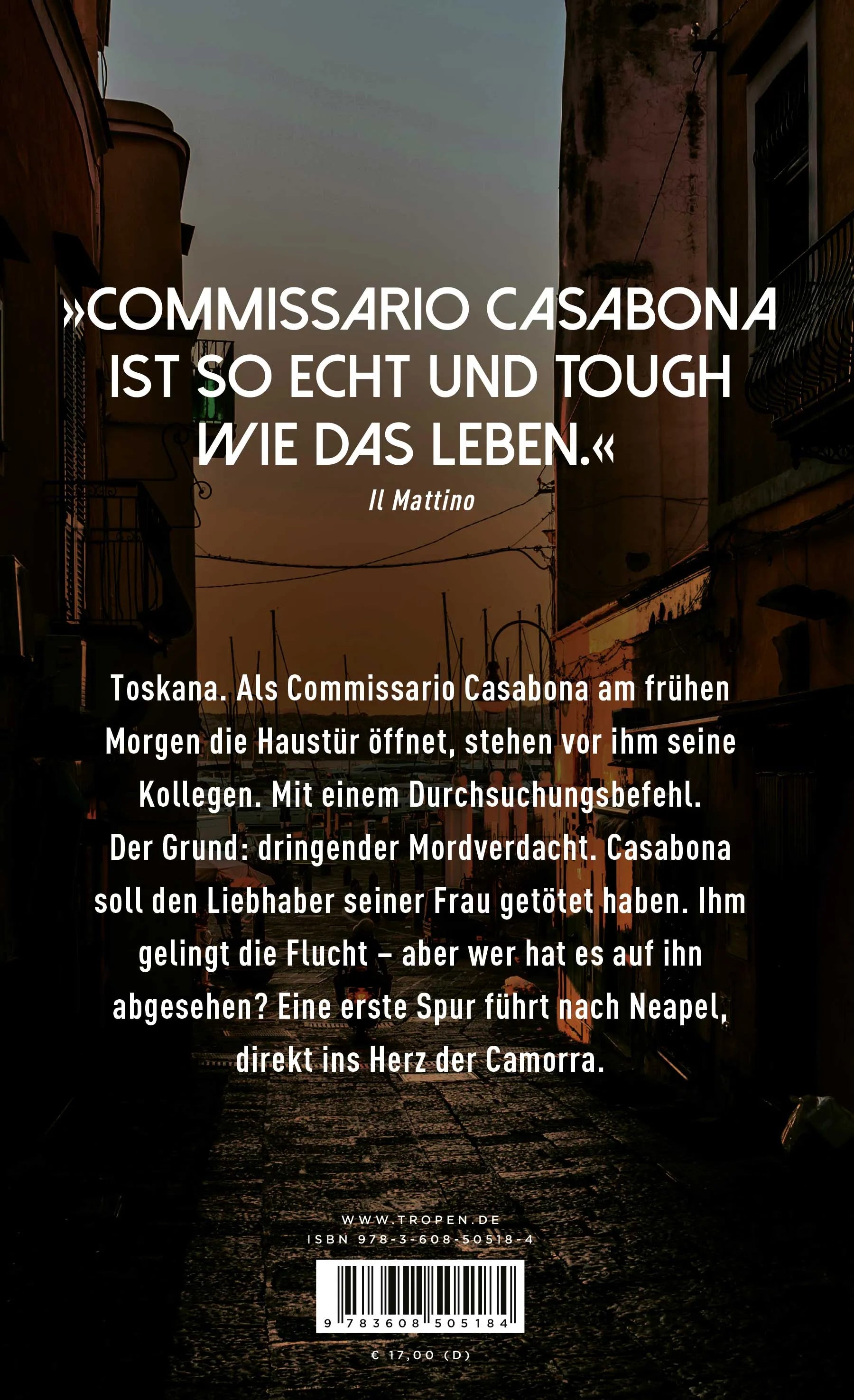 Buchrückseite von 'Schatten der Vergangenheit' mit Klappentext - Paperback