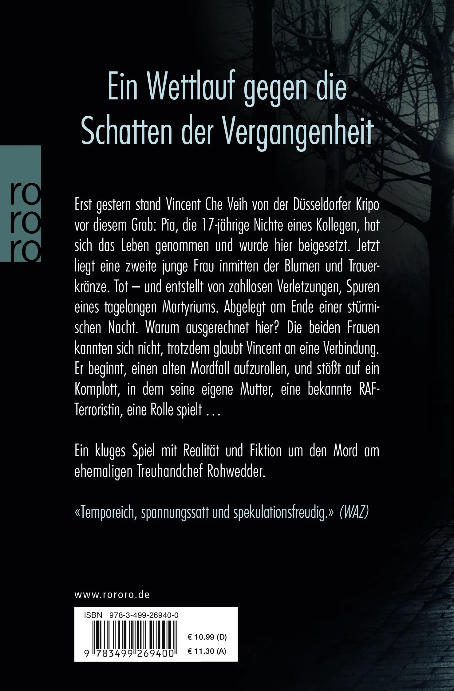 Buchrückseite von 'Schattenboxer' mit Klappentext - Taschenbuch