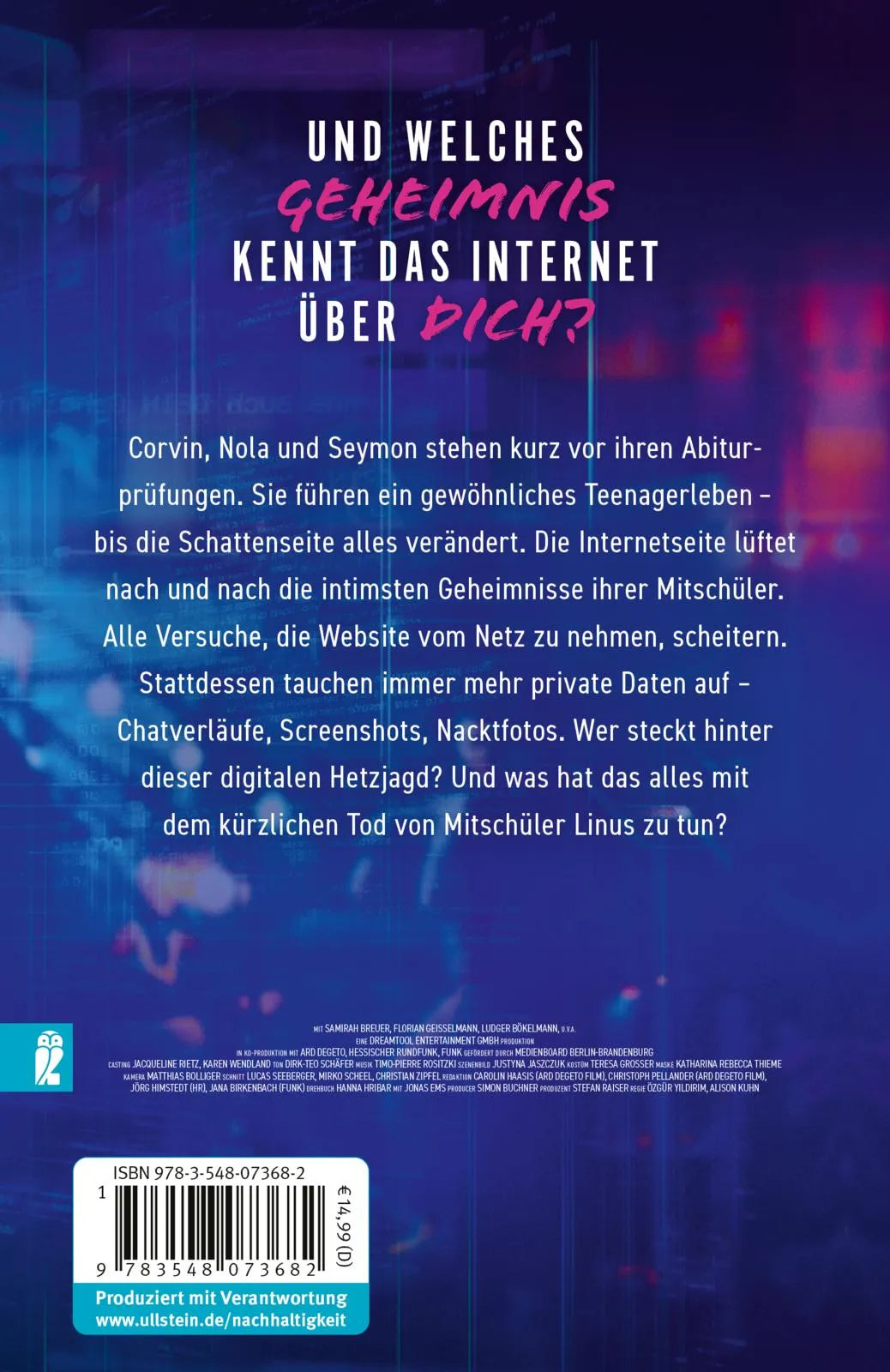 Buchrückseite von 'Schattenseite' mit Klappentext - Taschenbuch