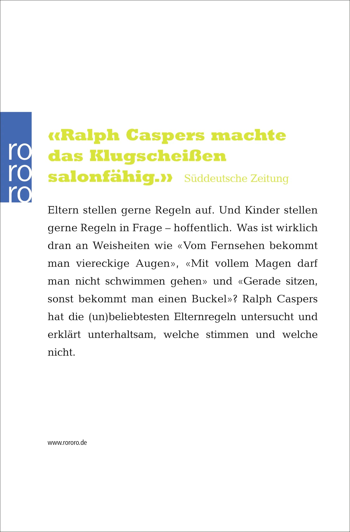 Buchrückseite von 'Scheiße sagt man nicht!' mit Klappentext - Taschenbuch