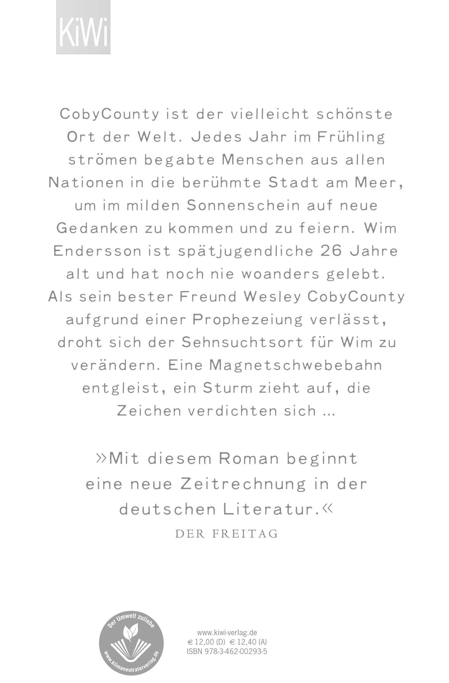Buchrückseite von 'Schimmernder Dunst über CobyCounty' mit Klappentext - Taschenbuch
