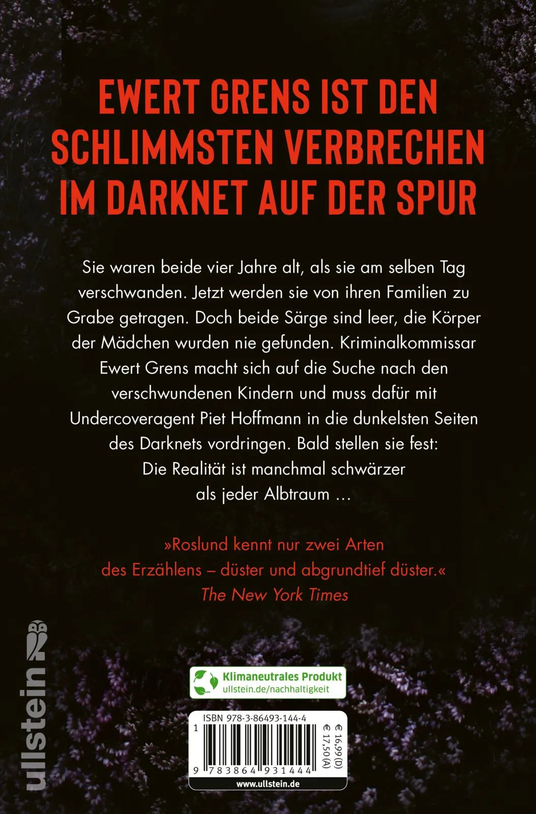 Buchrückseite von 'Schlaft, Kinder, schlaft' mit Klappentext - Paperback