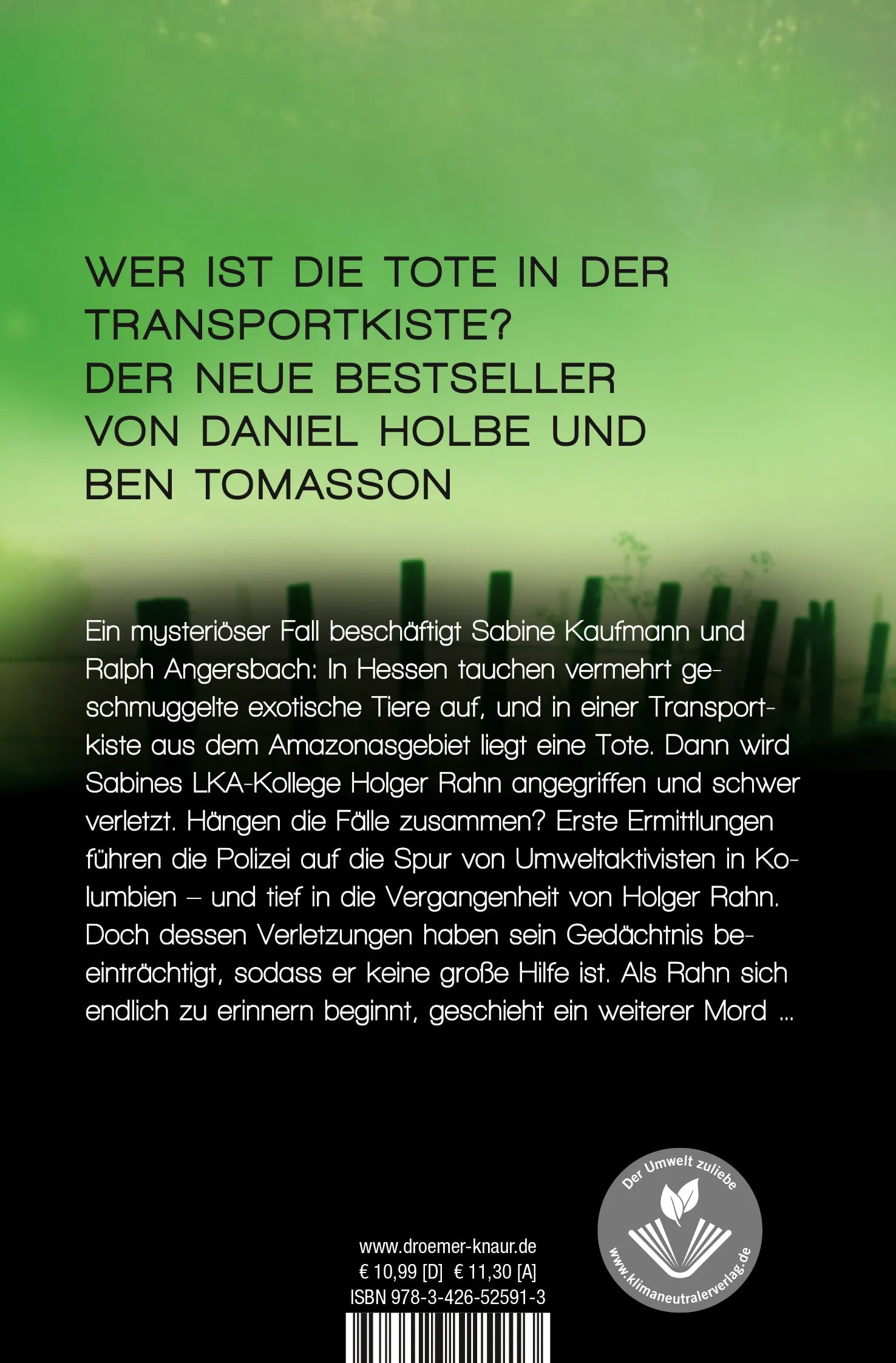 Buchrückseite von 'Schlangengrube' mit Klappentext - Taschenbuch