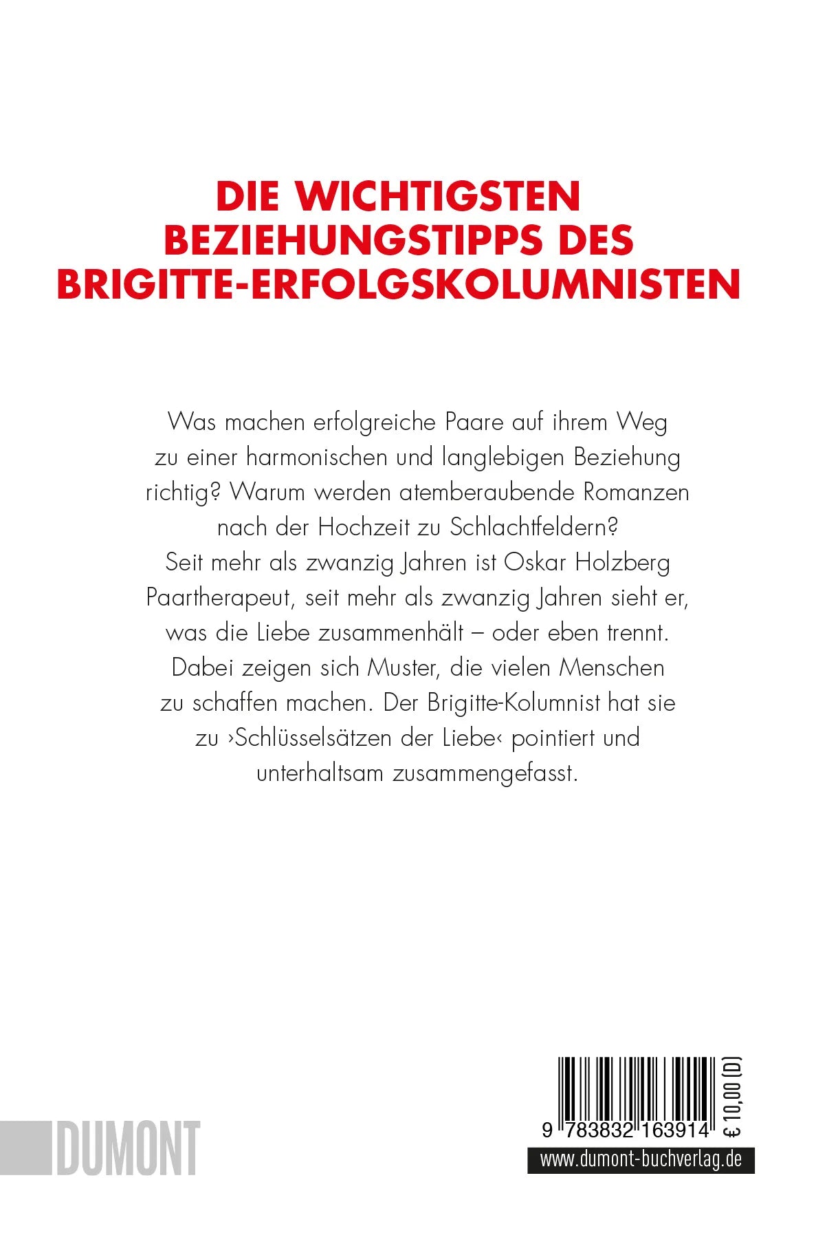 Buchrückseite von 'Schlüsselsätze der Liebe' mit Klappentext - Taschenbuch