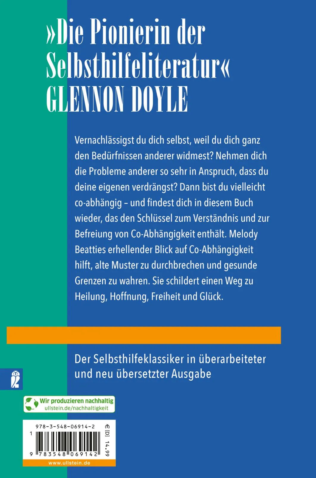 Buchrückseite von 'Schluss mit der Co-Abhängigkeit' mit Klappentext - Paperback