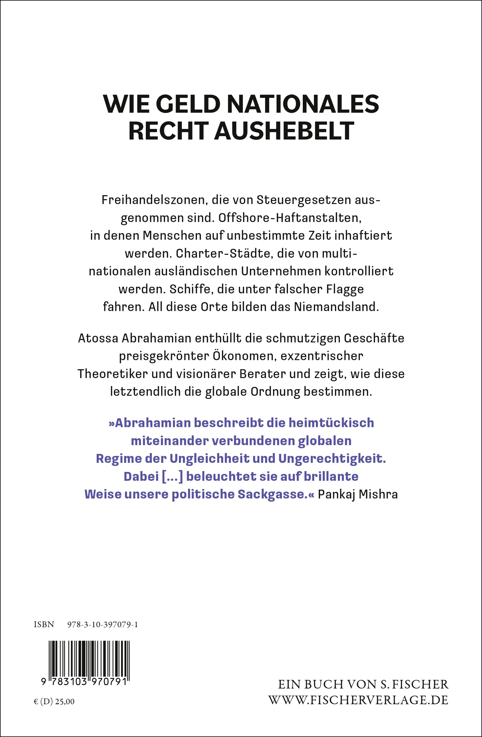 Buchrückseite von 'Schmutzige Geschäfte im Niemandsland' mit Klappentext - Gebundene Ausgabe