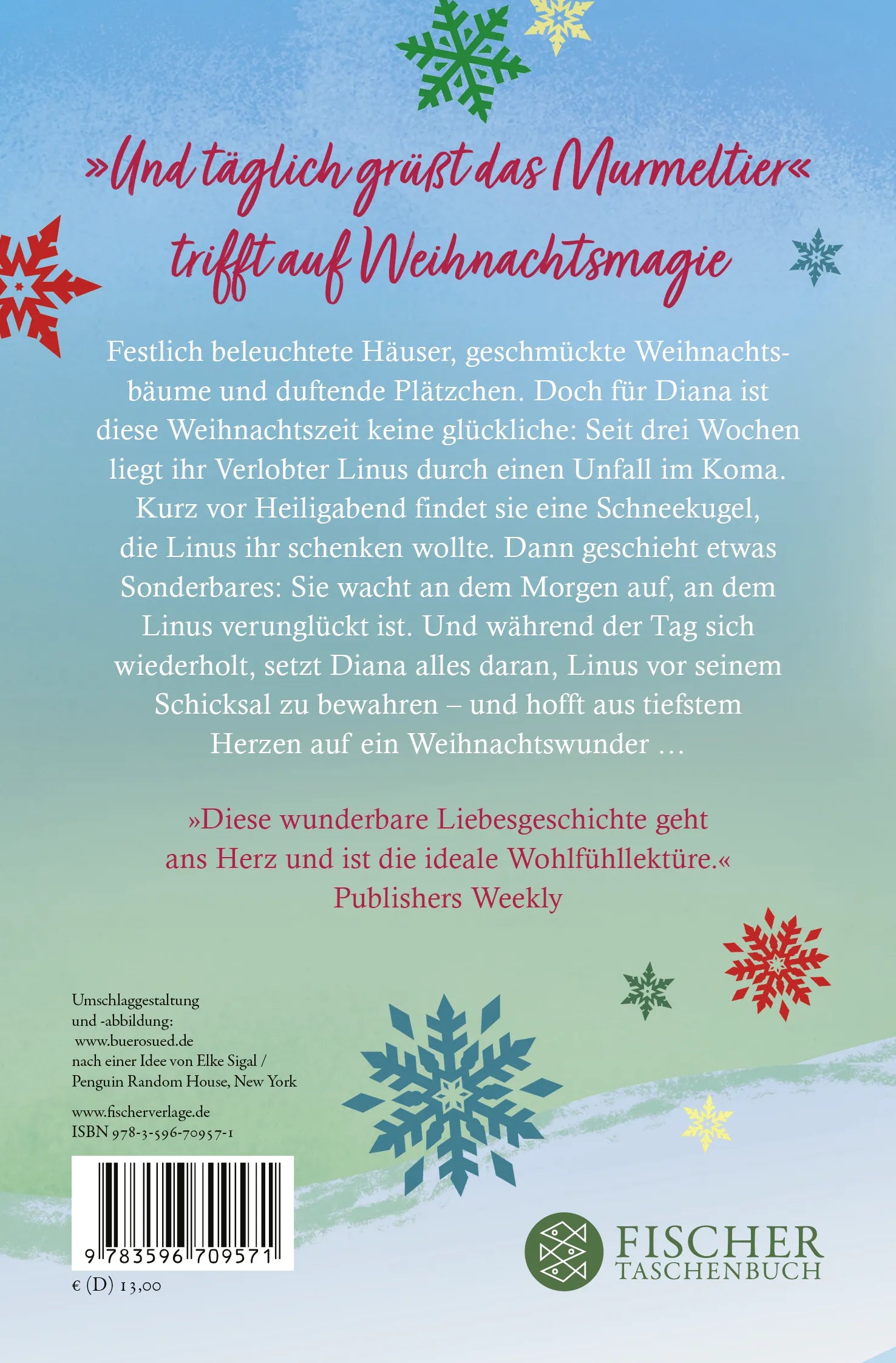 Buchrückseite von 'Schneekugelwünsche' mit Klappentext - Taschenbuch
