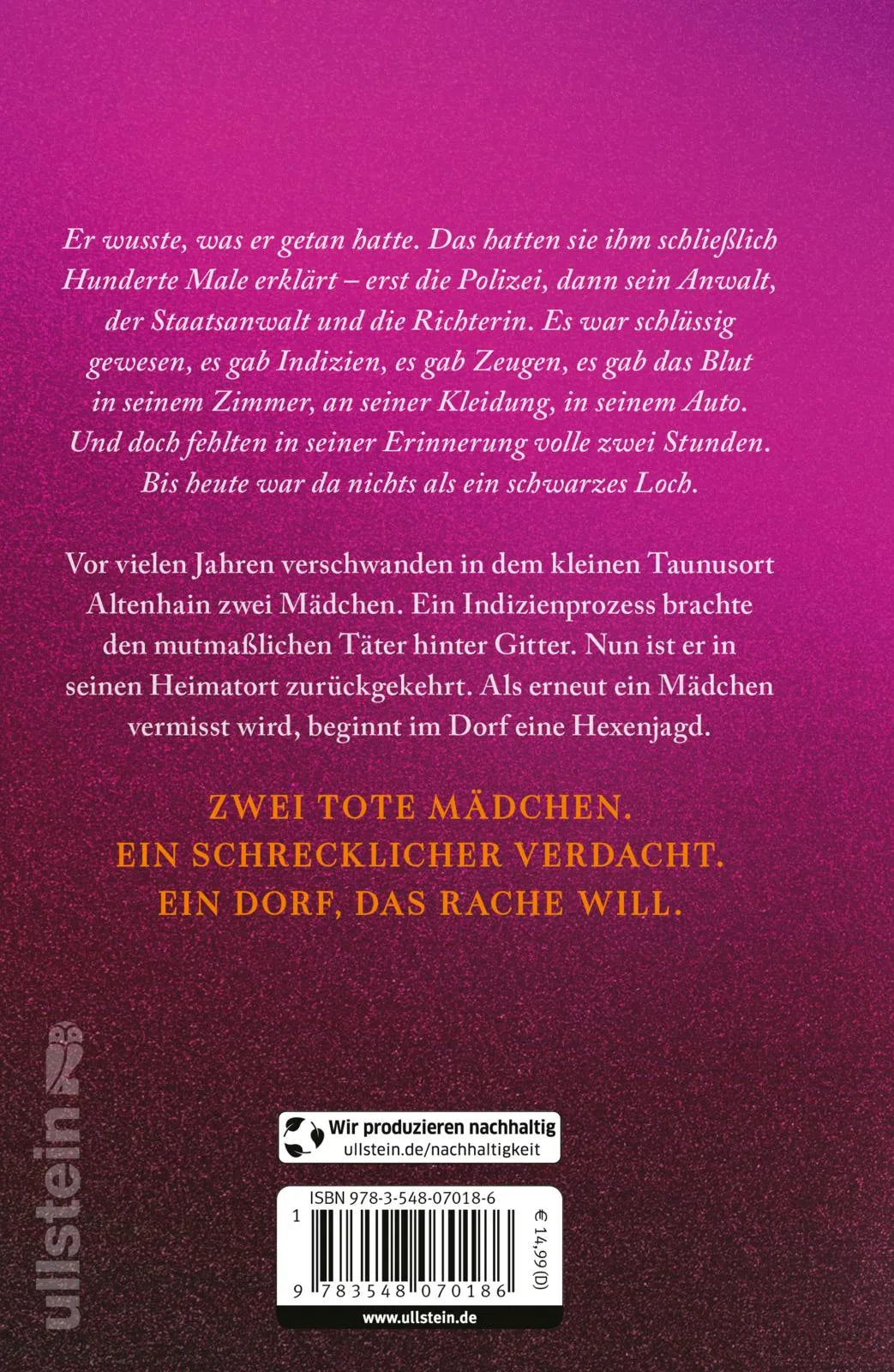 Buchrückseite von 'Schneewittchen muss sterben' mit Klappentext - Gebundene Ausgabe
