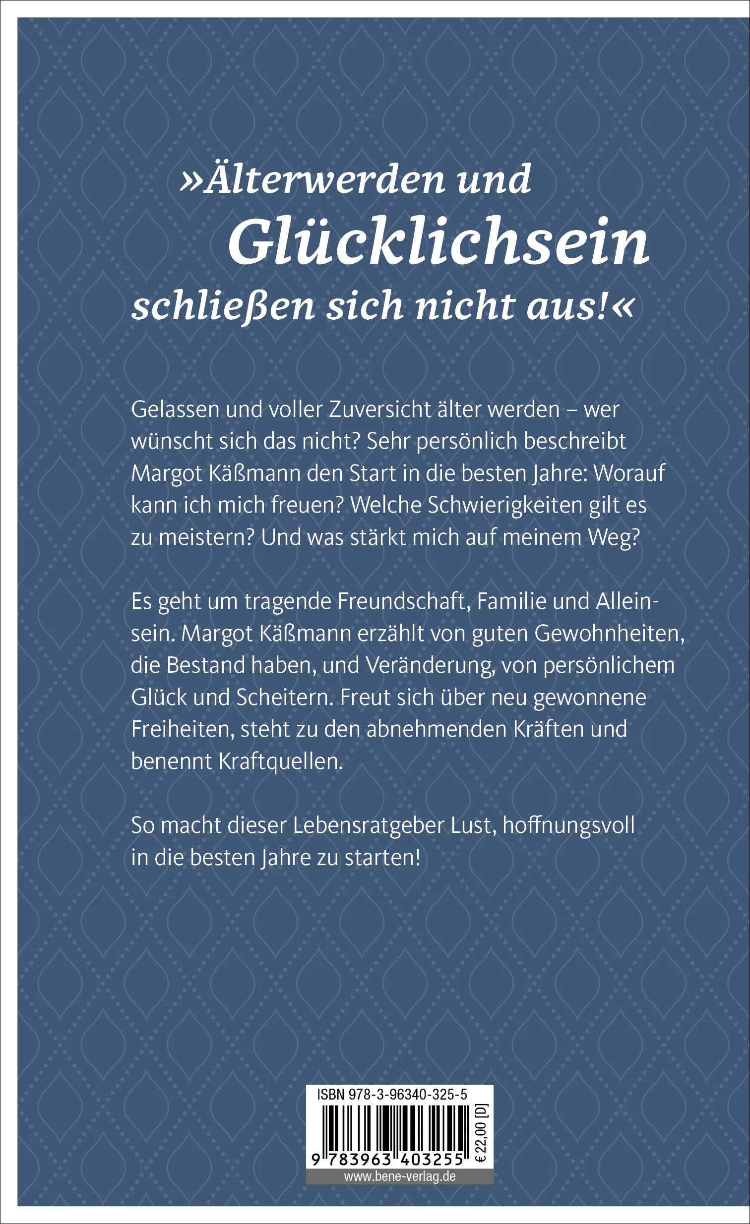 Buchrückseite von 'Schöne Aussichten auf die besten Jahre' mit Klappentext - Gebundene Ausgabe