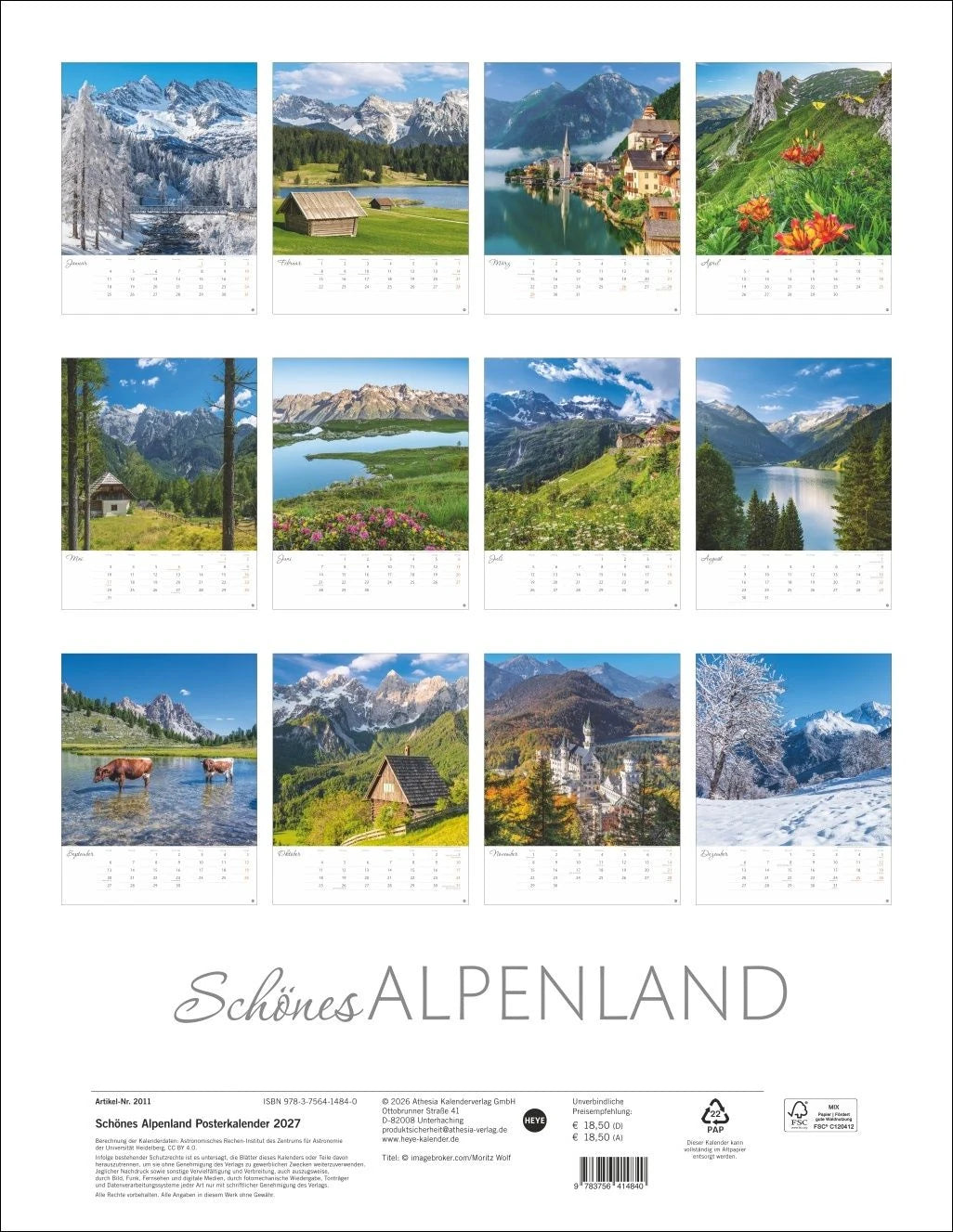 Schönes Alpenland Posterkalender 2027 – Ansicht