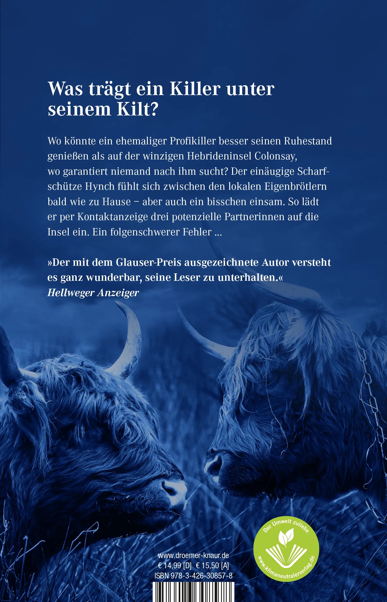 Buchrückseite von 'Schottenkomplott' mit Klappentext - Paperback
