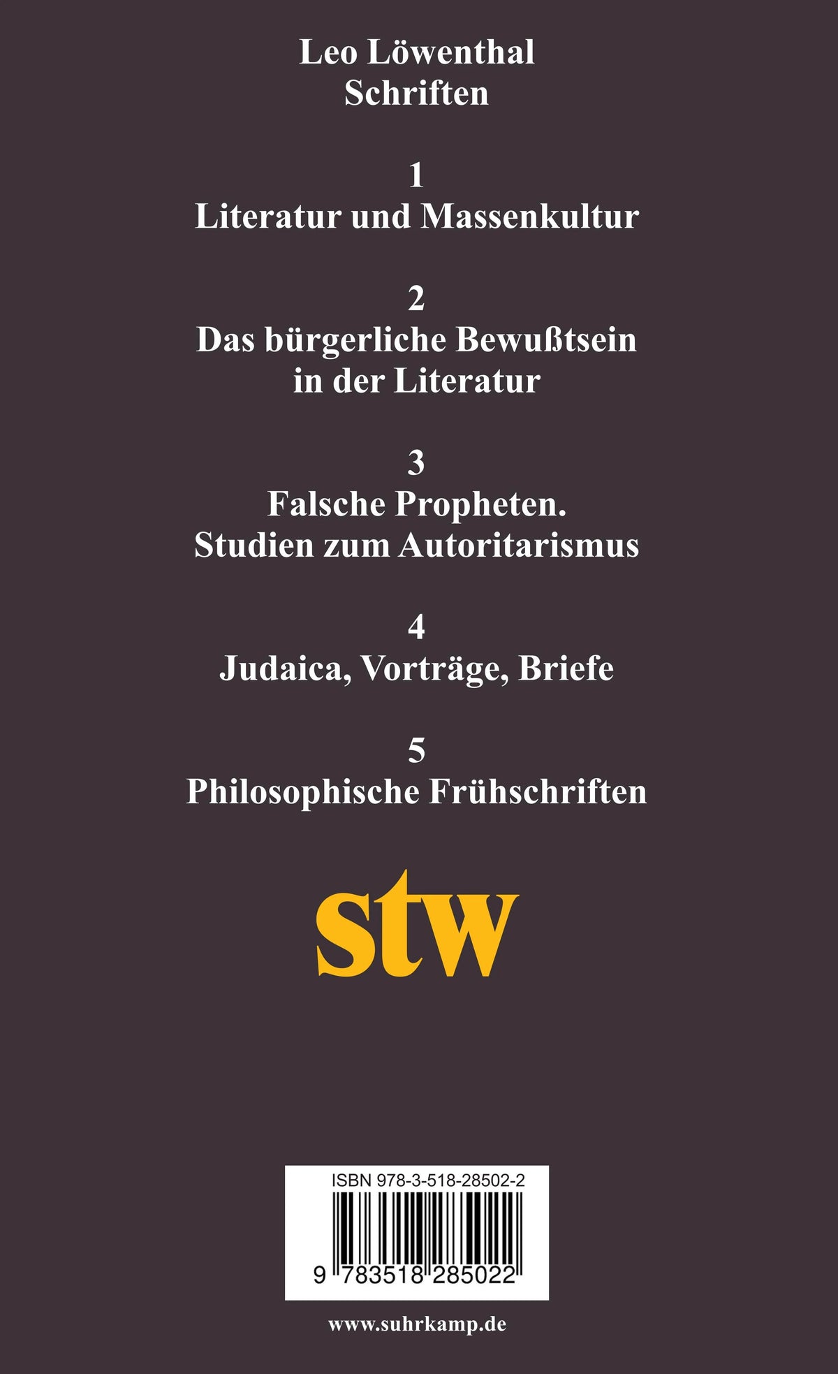 Rückseite: Schriften. 5 Bände (Taschenbuch)