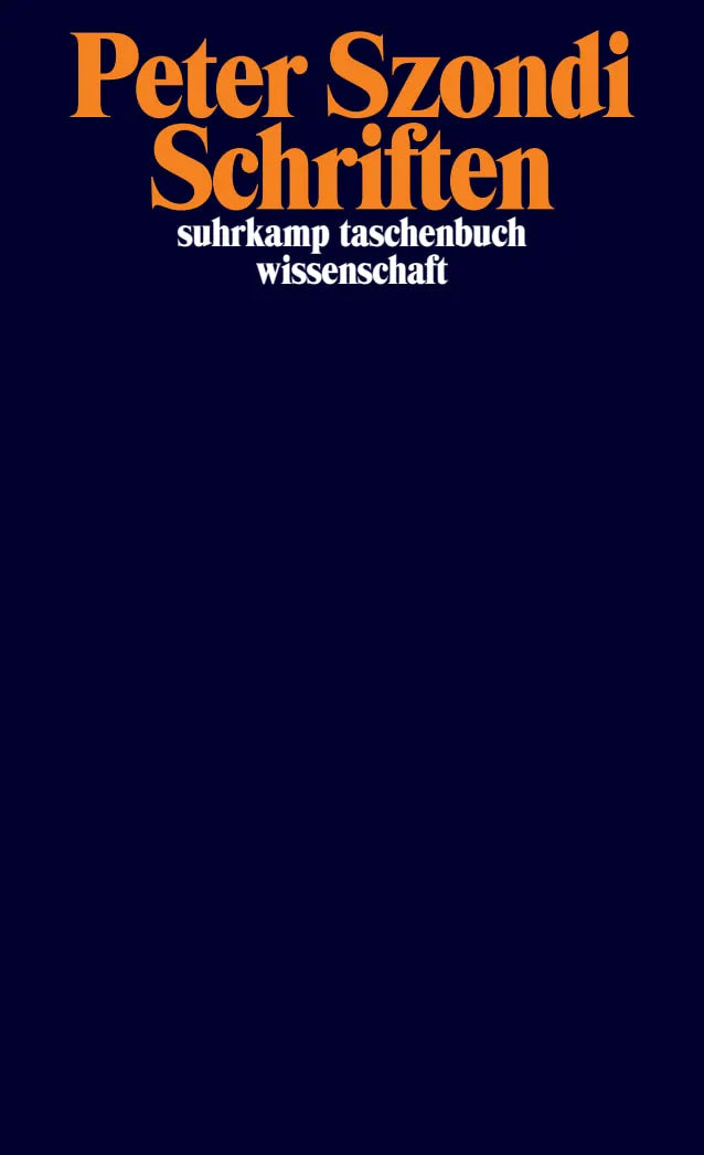 Buchcover von 'Schriften' - Taschenbuch von Peter Szondi