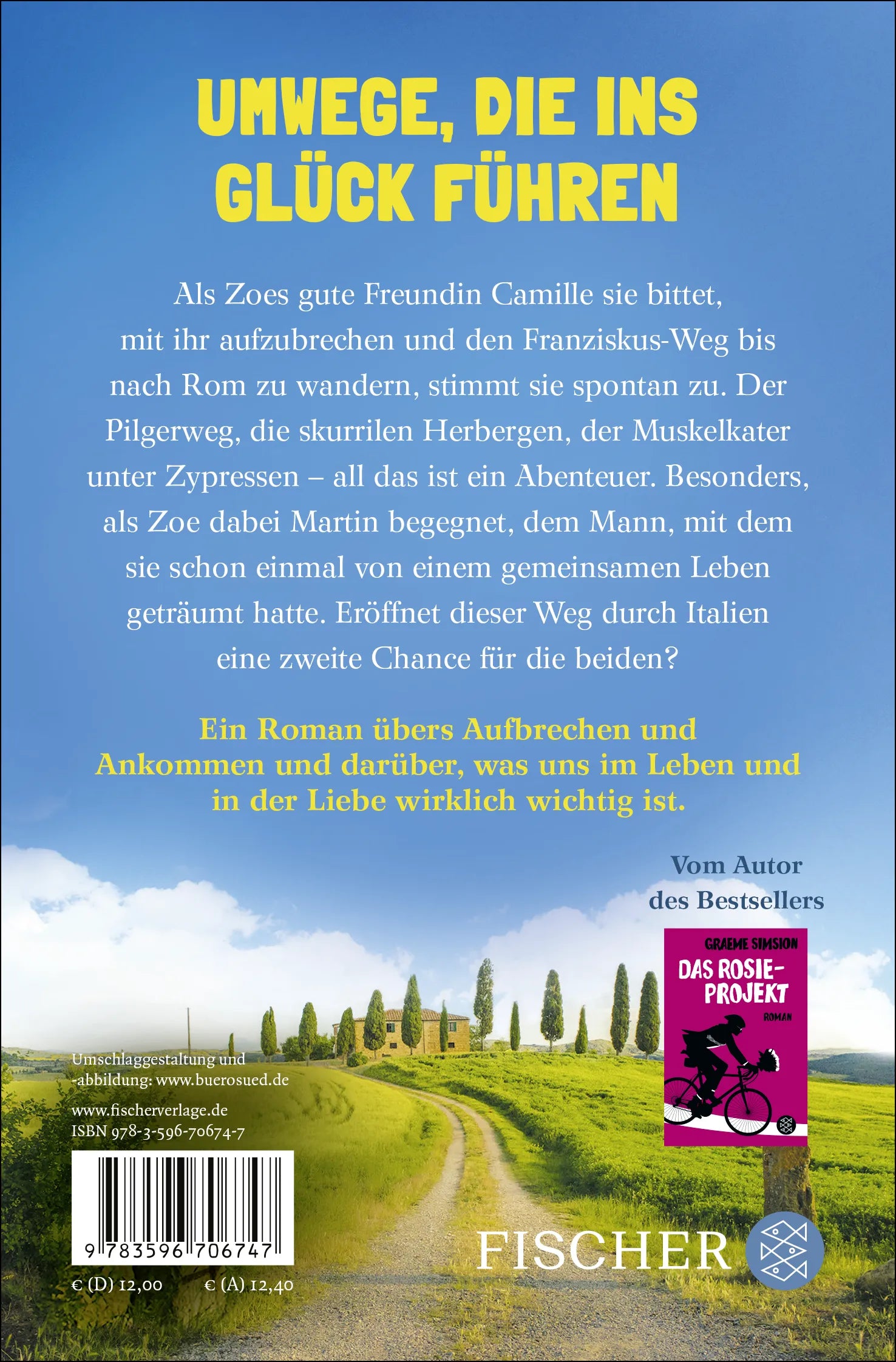 Buchrückseite von 'Schritt für Schritt zum Glück' mit Klappentext - Taschenbuch