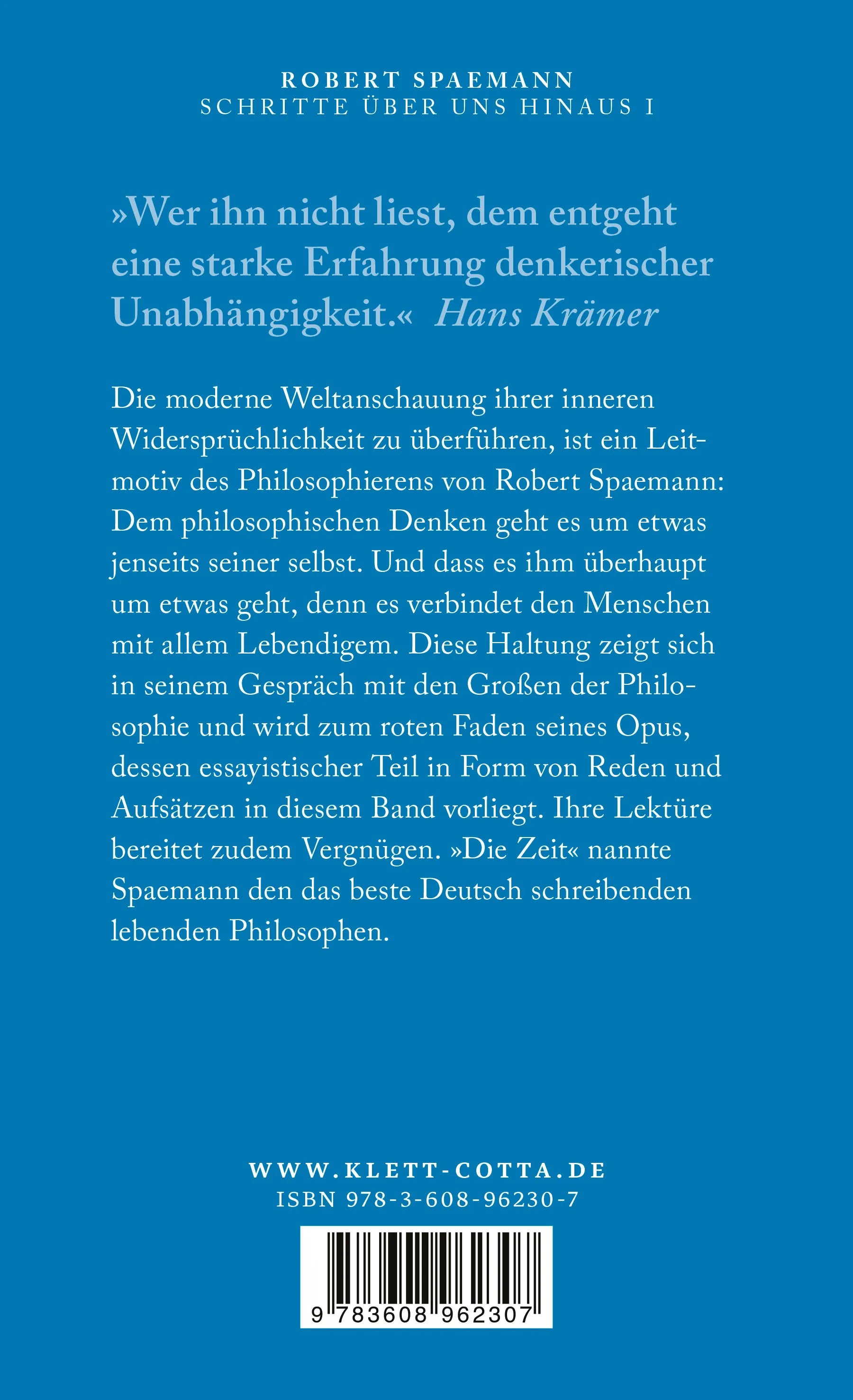 Buchrückseite von 'Schritte über uns hinaus I' mit Klappentext - Paperback