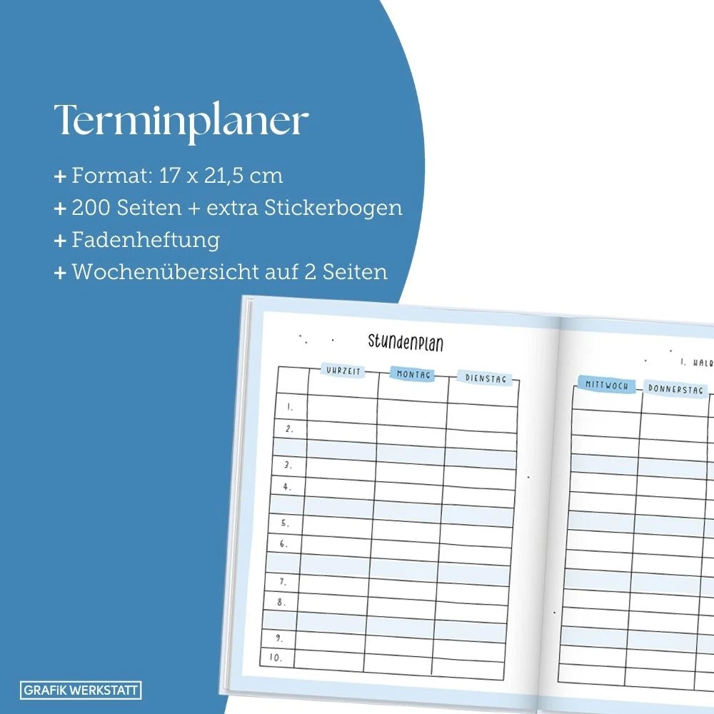 Schülerkalender 2026 / 2027 Good Vibes Only – Ansicht