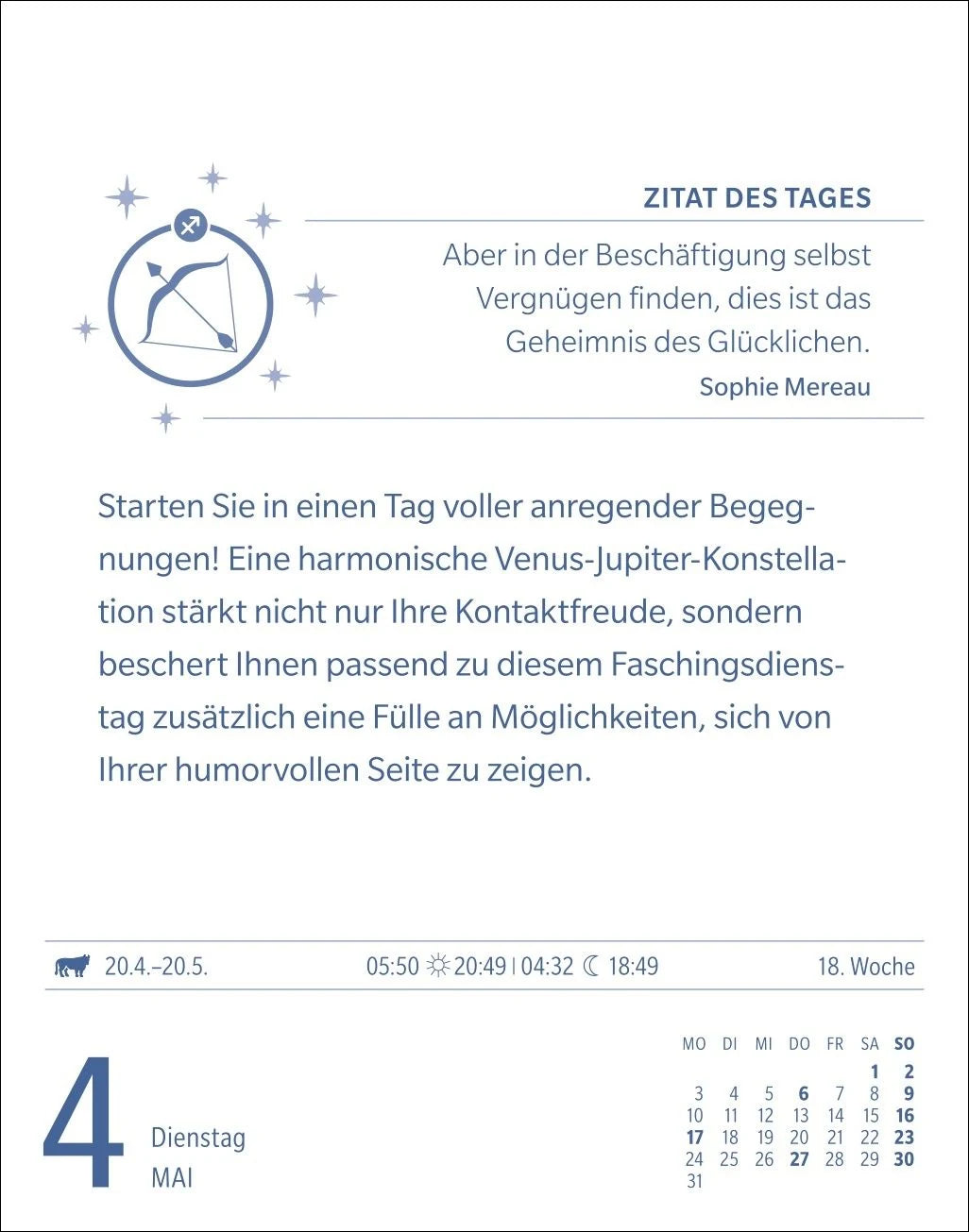 Schütze Sternzeichenkalender 2027 - Tagesabreißkalender - Ihr Horoskop für jeden Tag – Ansicht