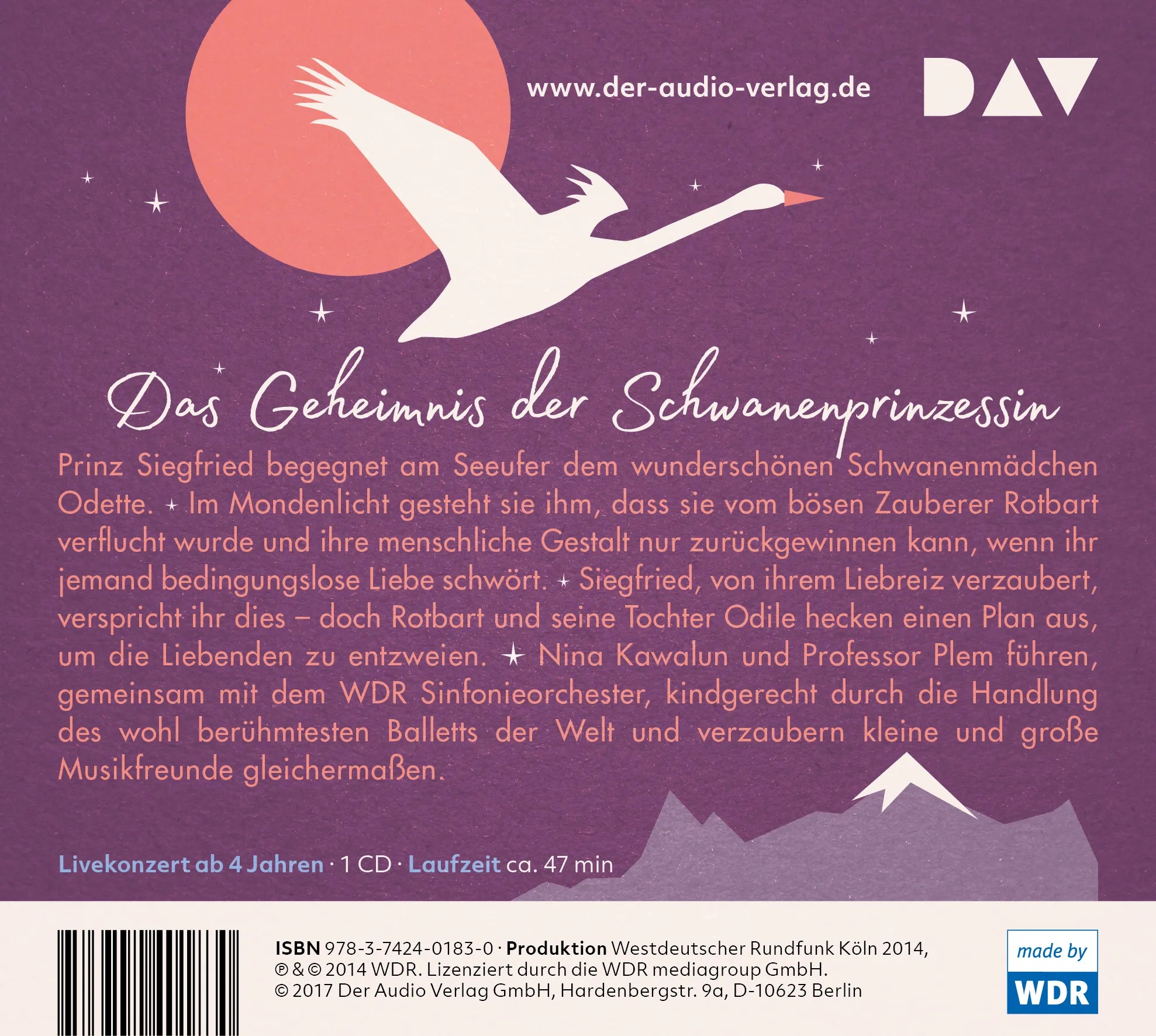 Buchrückseite von 'Schwanensee' mit Klappentext - Hörbuch (CD)