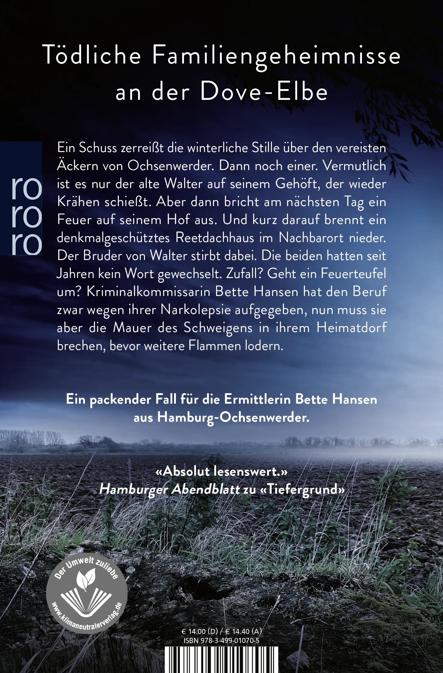 Buchrückseite von 'Schwarzacker' mit Klappentext - Taschenbuch