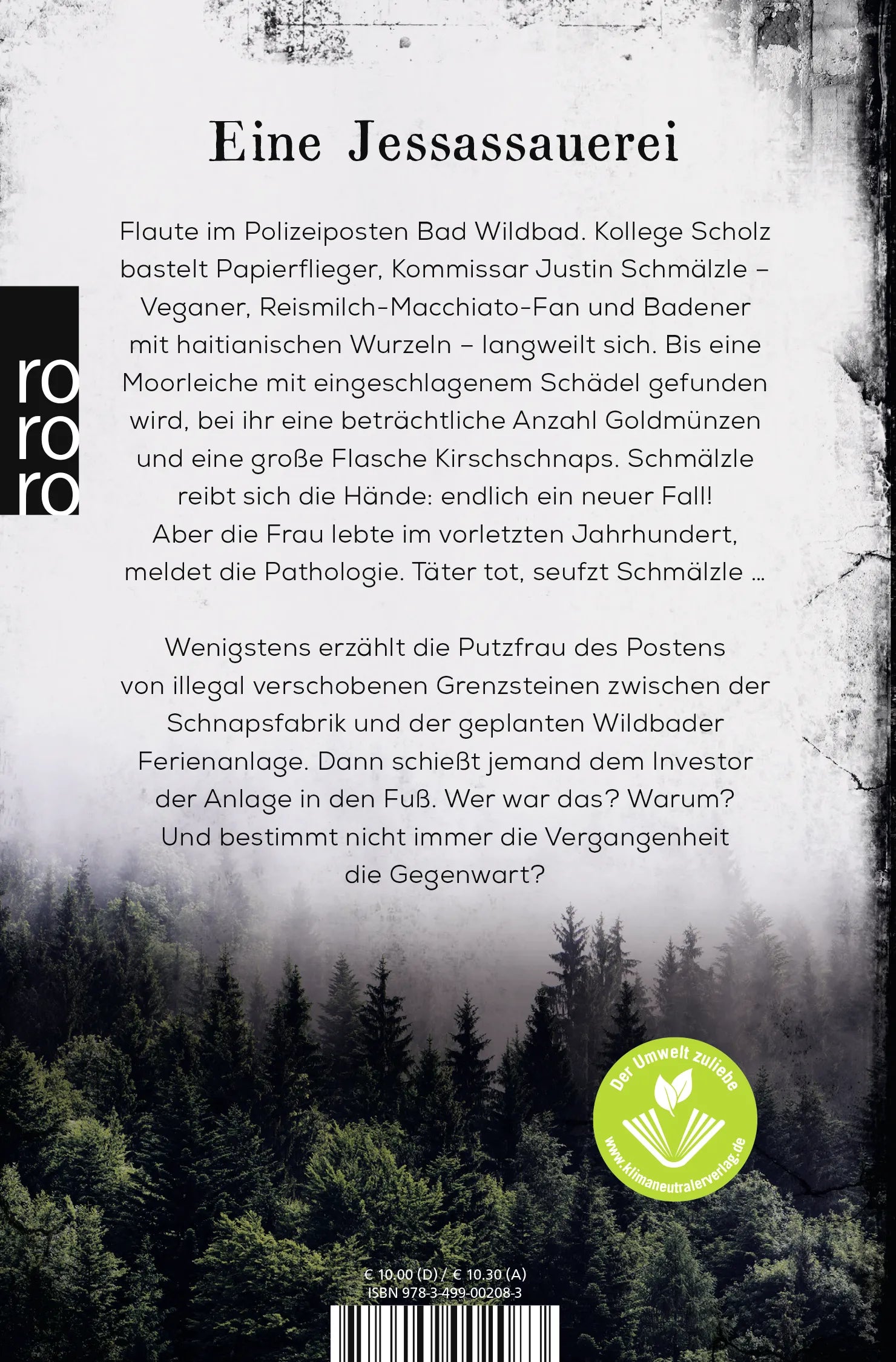 Buchrückseite von 'Schwarzwälder Morde' mit Klappentext - Taschenbuch