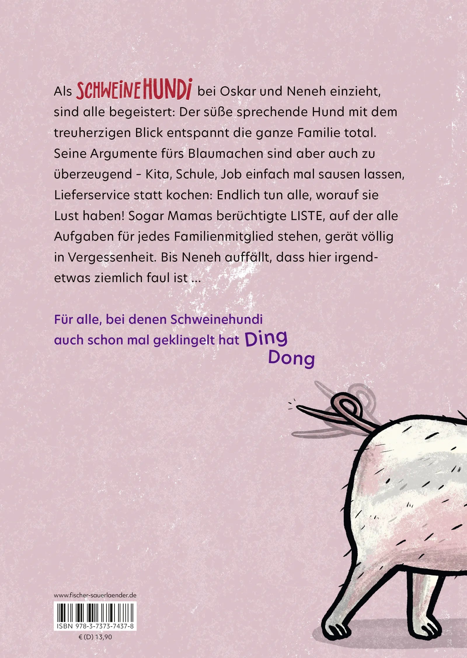 Buchrückseite von 'Schweinehundi' mit Klappentext - Gebundene Ausgabe