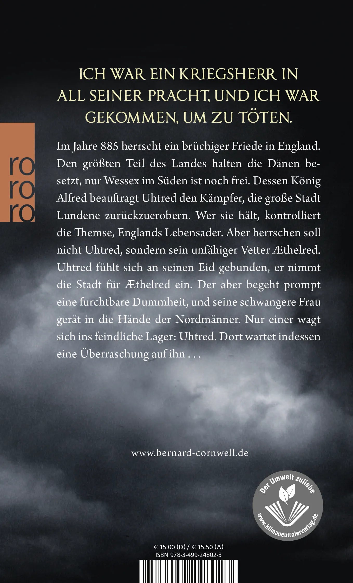 Buchrückseite von 'Schwertgesang' mit Klappentext - Taschenbuch
