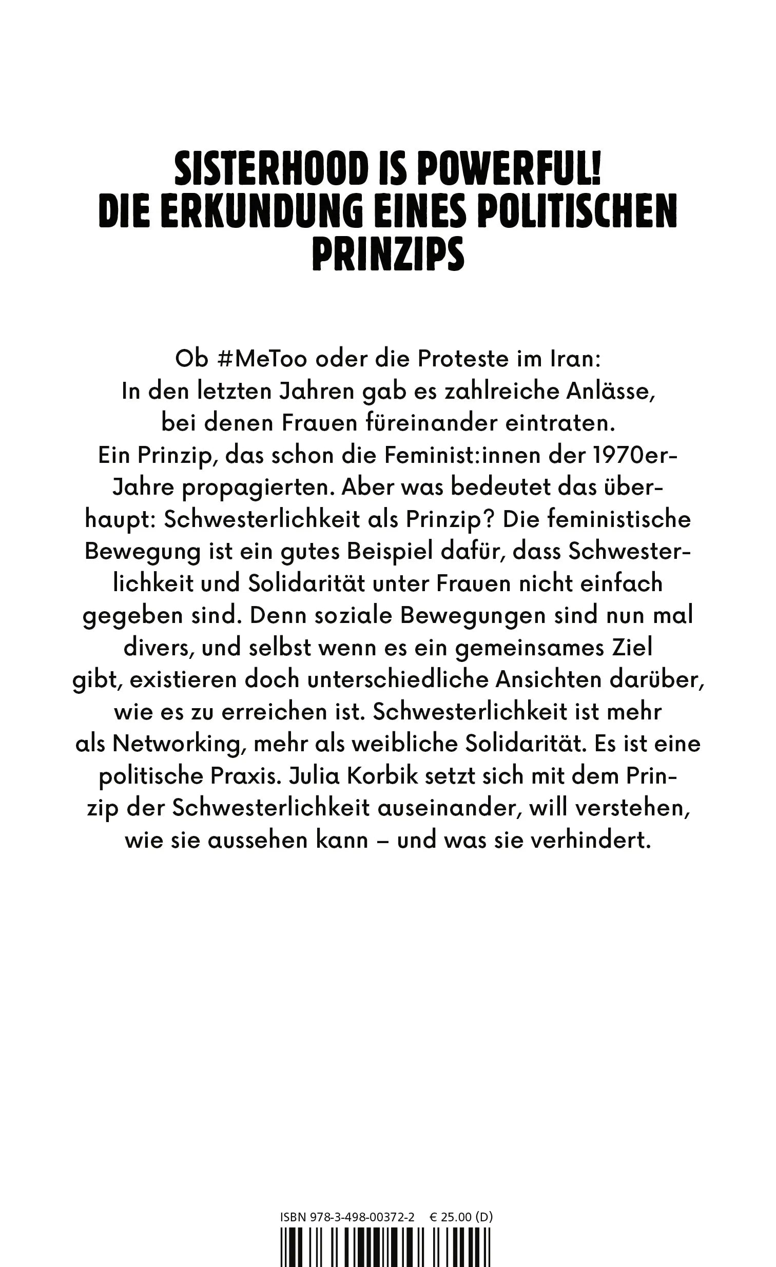 Buchrückseite von 'Schwestern' mit Klappentext - Gebundene Ausgabe